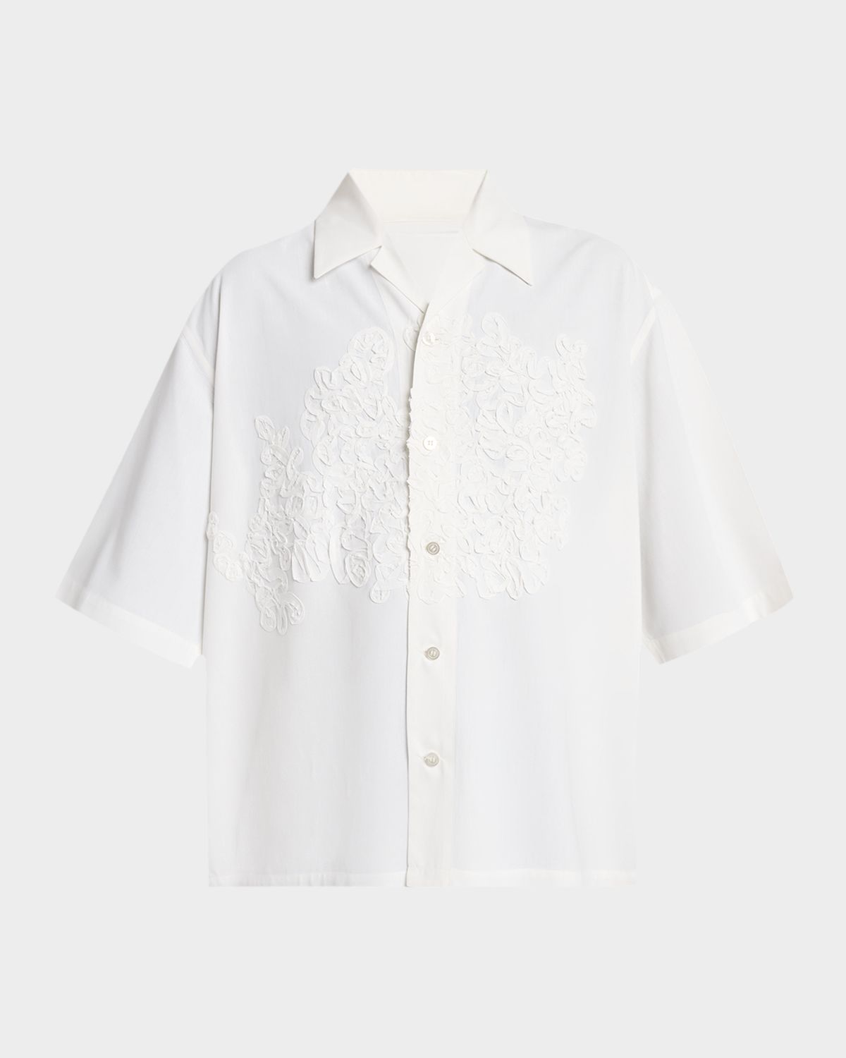 Homme Plisse Issey Miyake Men 's Floral Applique Polyester Short-Sleeve Shirt