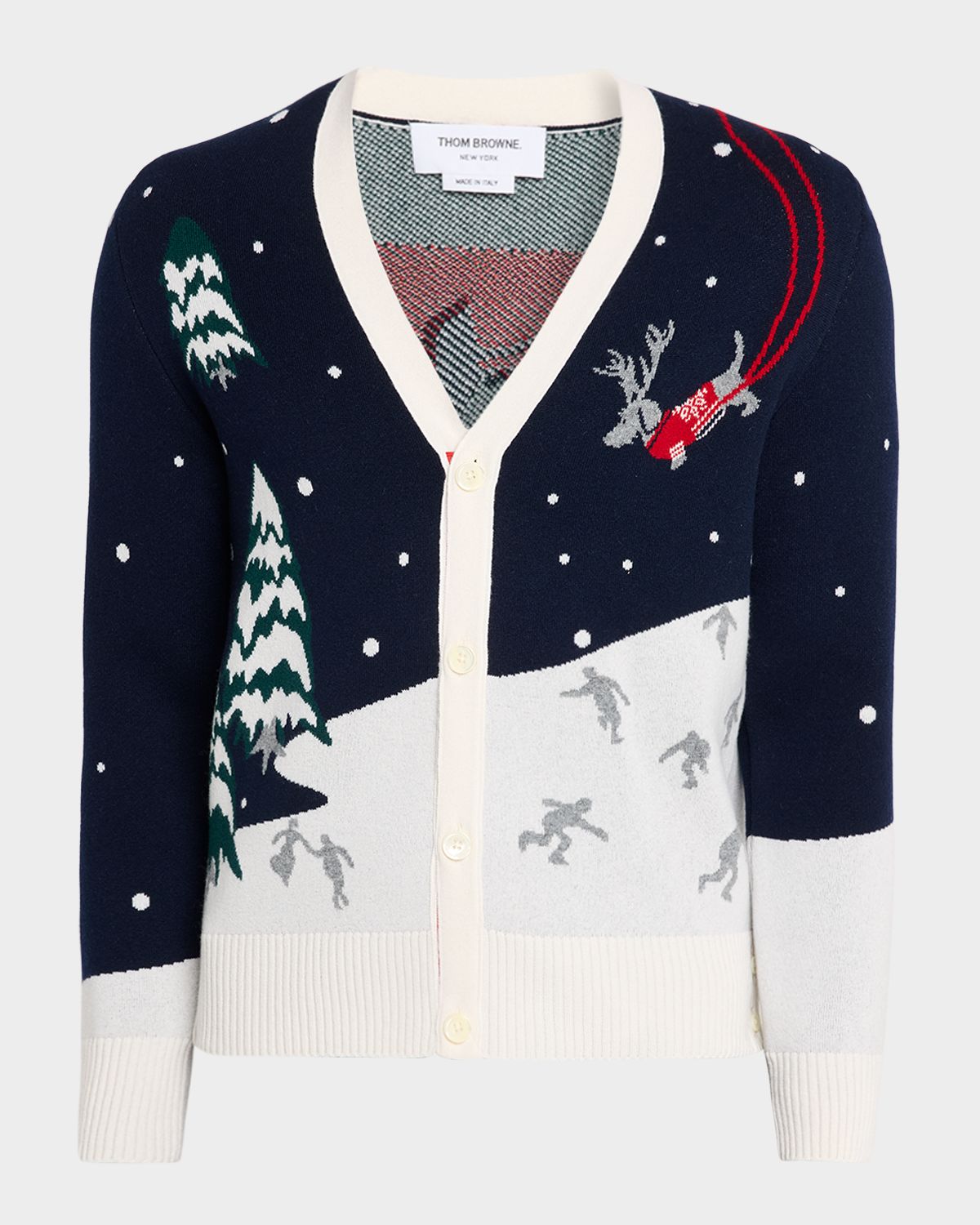Thom Browne Men 's Cashmere Holiday Scenic Relaxed Fit Cardigan
