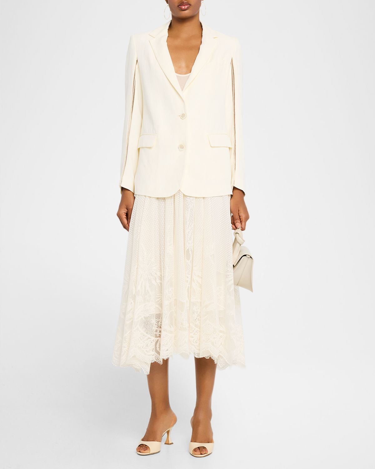 FABIANA FILIPPI Scalloped Jacquard Lace Midi Skirt