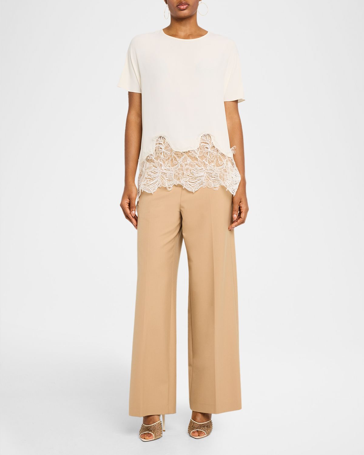 FABIANA FILIPPI Lace-Hem Crepe De Chine Top