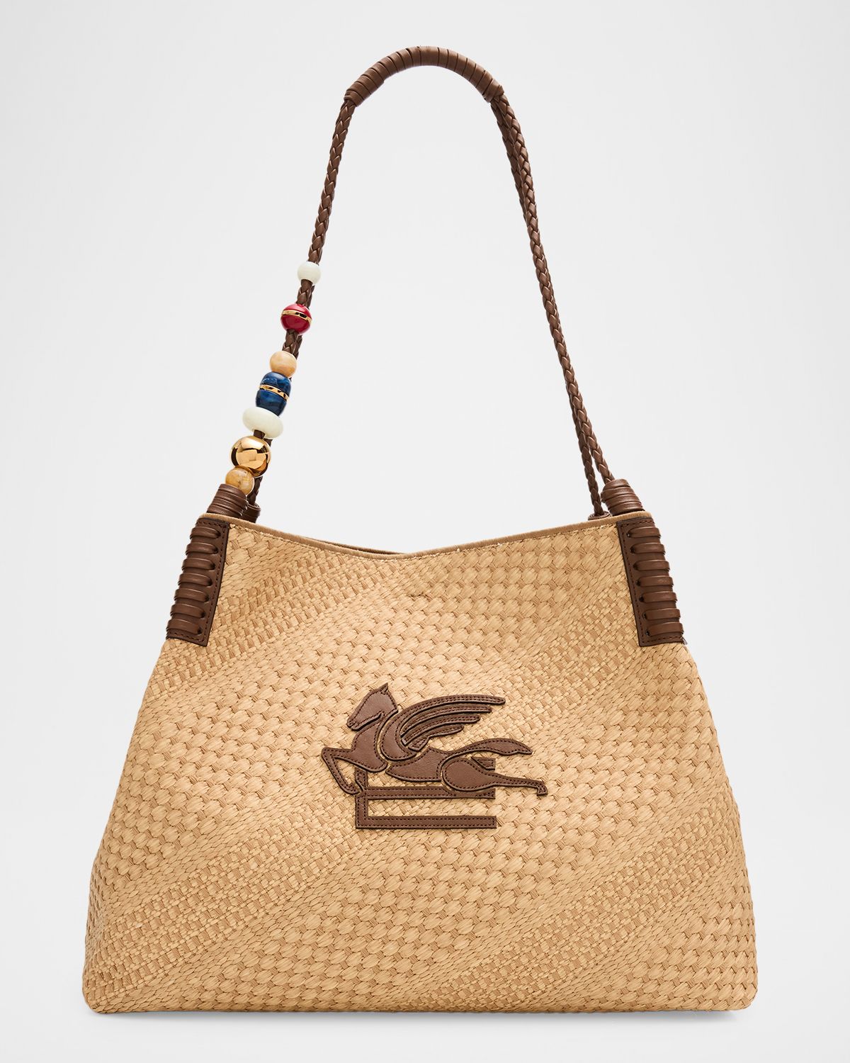 Etro Large Libra Raffia Shopping Tote Bag