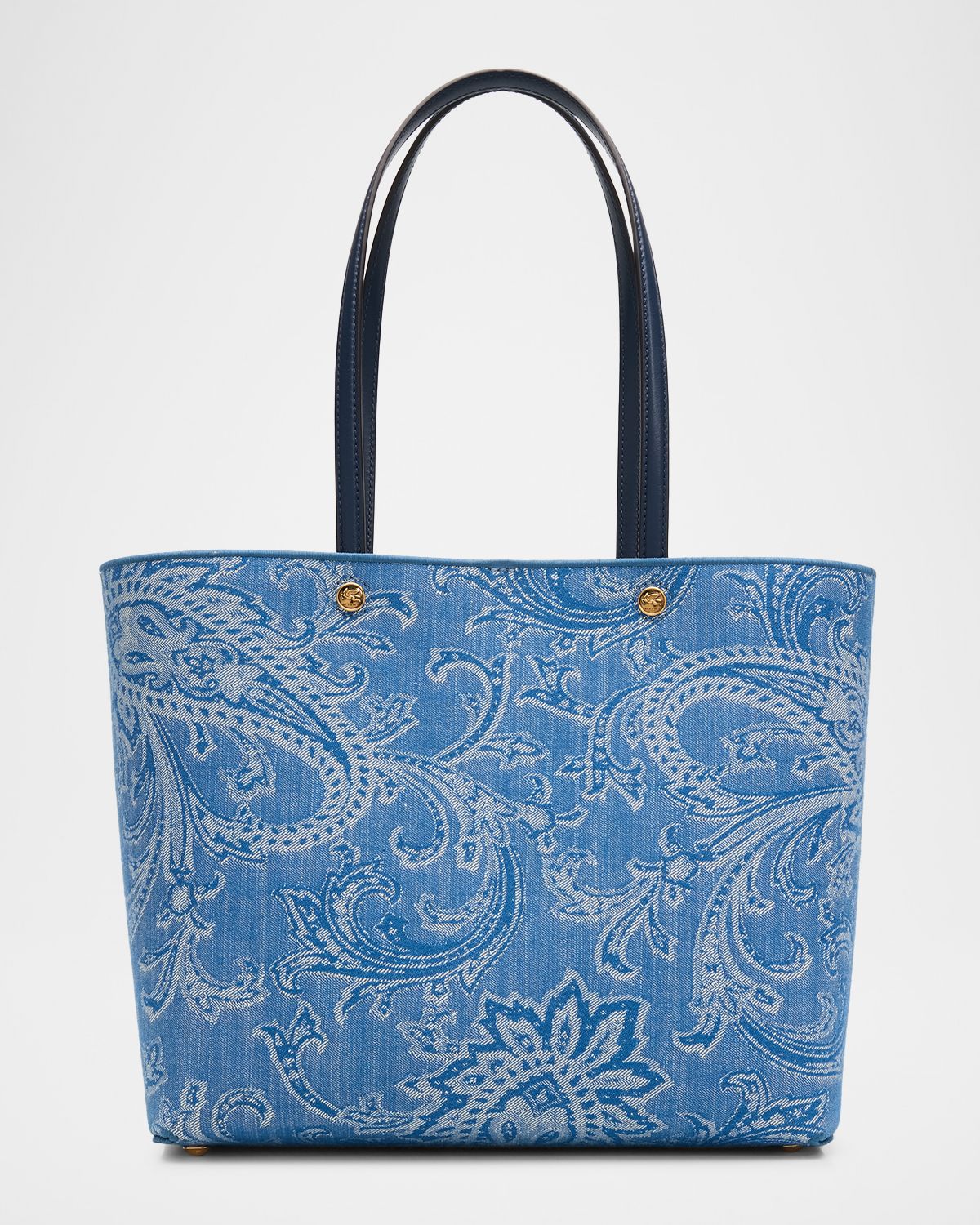 Etro Paisley Jacquard Denim Shopping Tote Bag