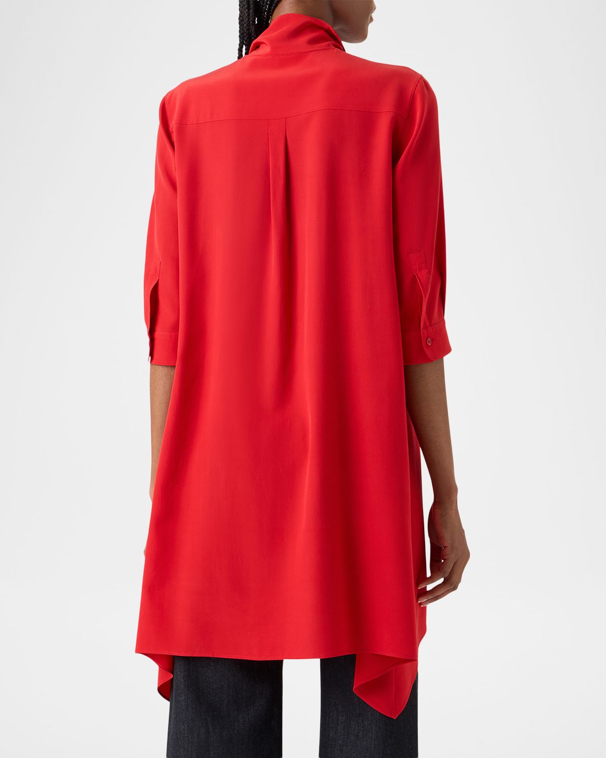 Akris punto Neck Scarf 3/4-Sleeve Silk Tunic Blouse | Thumbnail 3 Akris punto Neck Scarf 3/4-Sleeve Silk Tunic Blouse | Thumbnail 3
