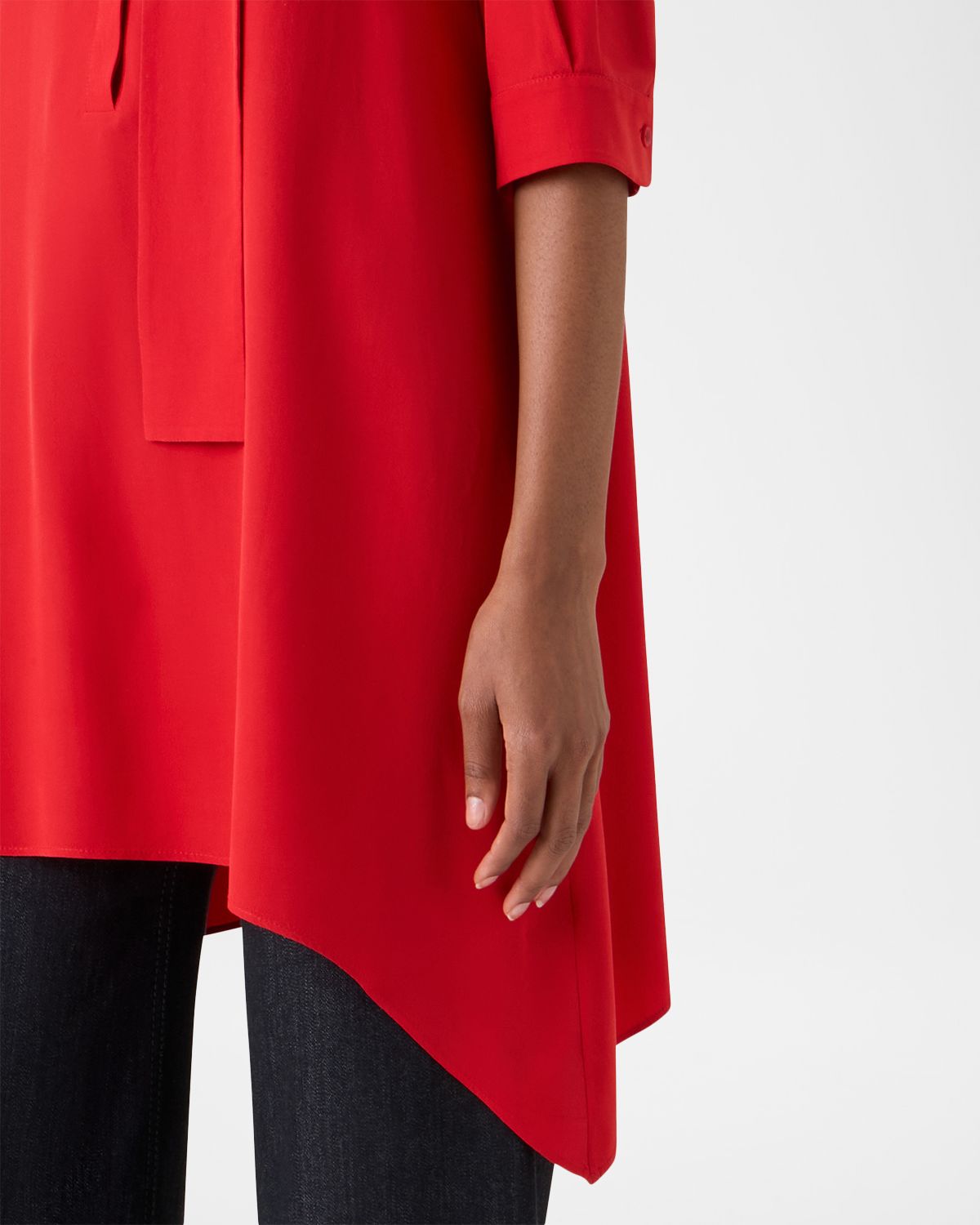 Akris punto Neck Scarf 3/4-Sleeve Silk Tunic Blouse | Thumbnail 5 Akris punto Neck Scarf 3/4-Sleeve Silk Tunic Blouse | Thumbnail 5
