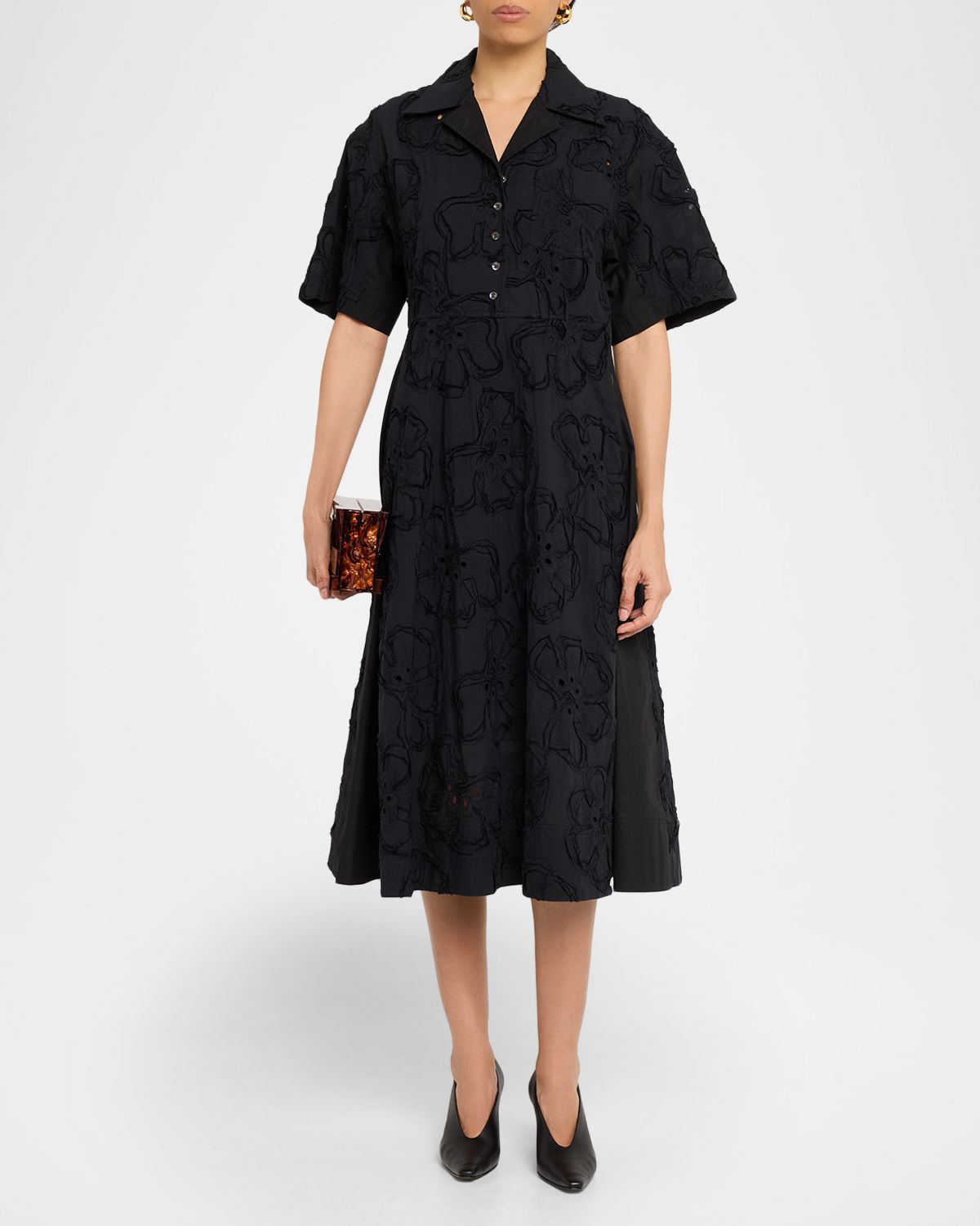 3.1 Phillip Lim Floral Embroidered Midi Shirtdress