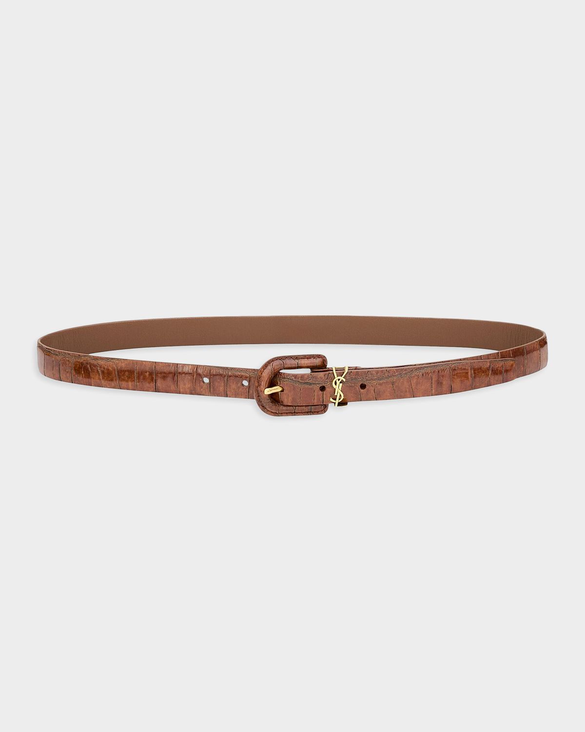 Saint Laurent Cassandre Croco-Embossed Leather Thin Belt | Thumbnail 4 Saint Laurent Cassandre Croco-Embossed Leather Thin Belt | Thumbnail 4
