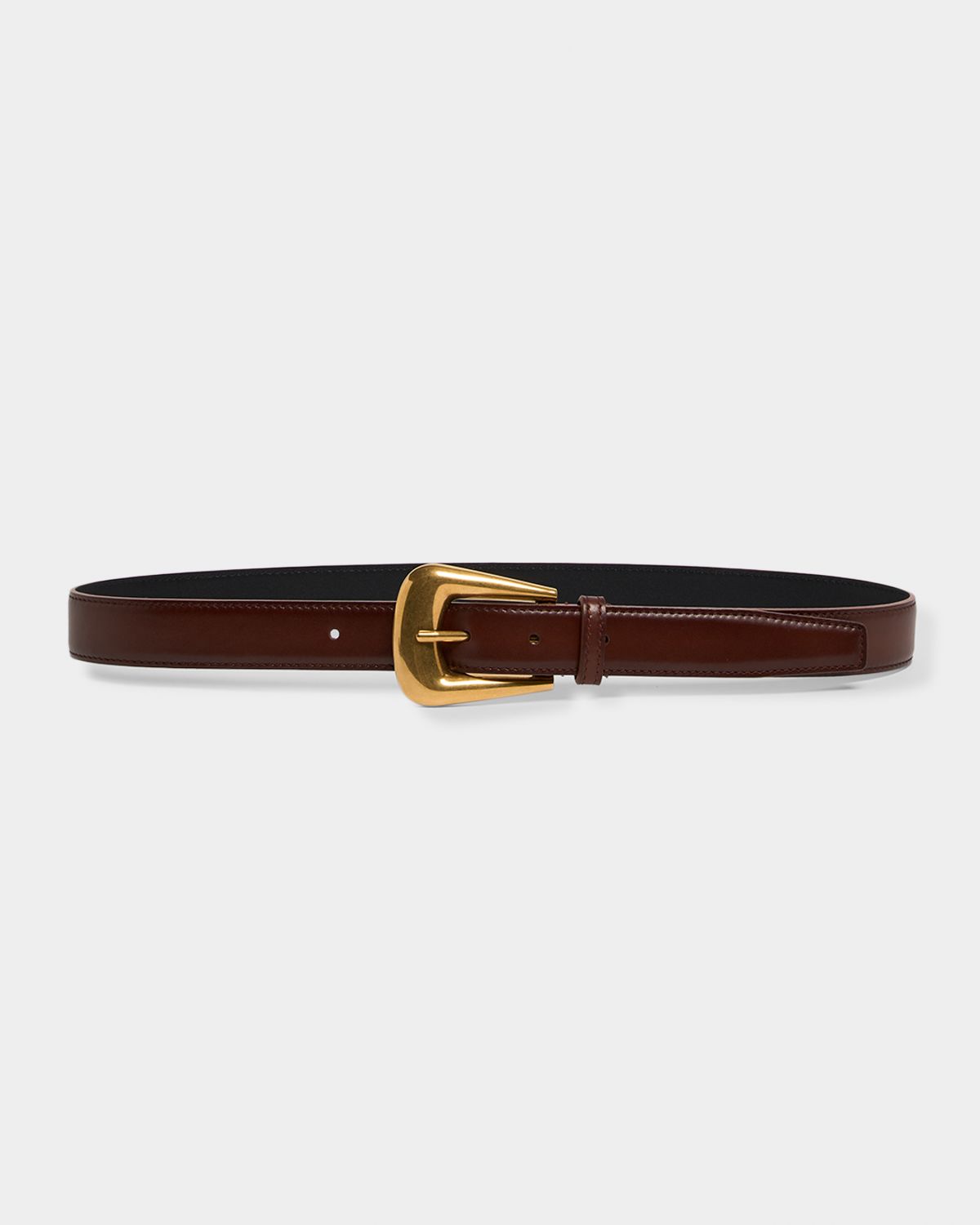 Saint Laurent Folk Buckle Belt in Calfskin Leather