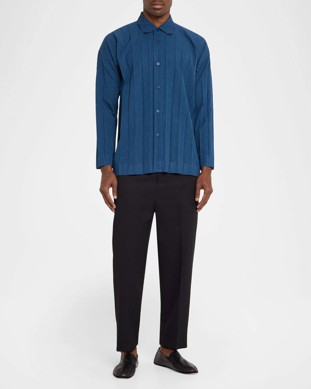 Homme Plisse Issey Miyake Men 's Pleated Relaxed Fit Button-Down Shirt