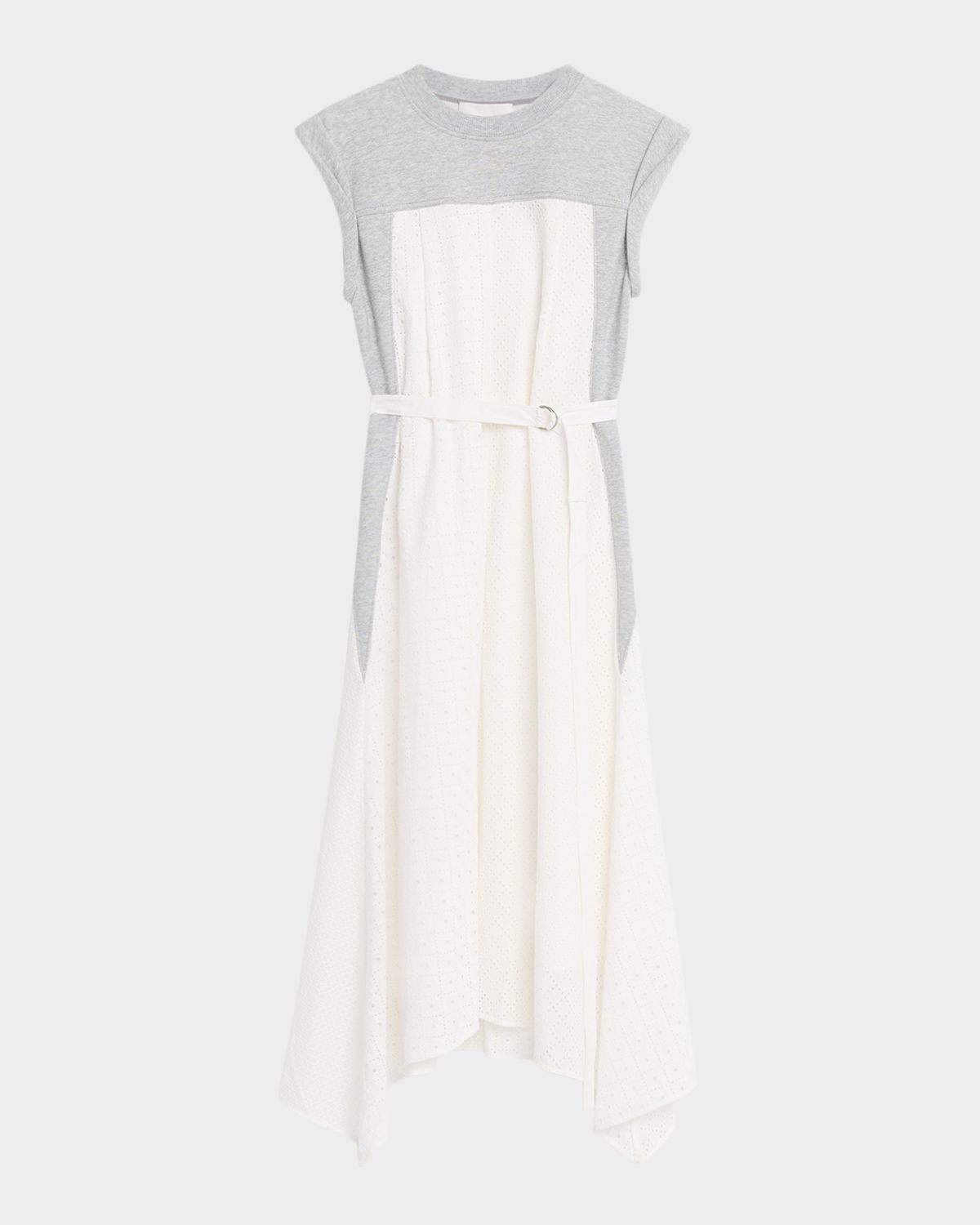 3.1 Phillip Lim Cap-Sleeve Broderie Anglaise Combo Midi Dress
