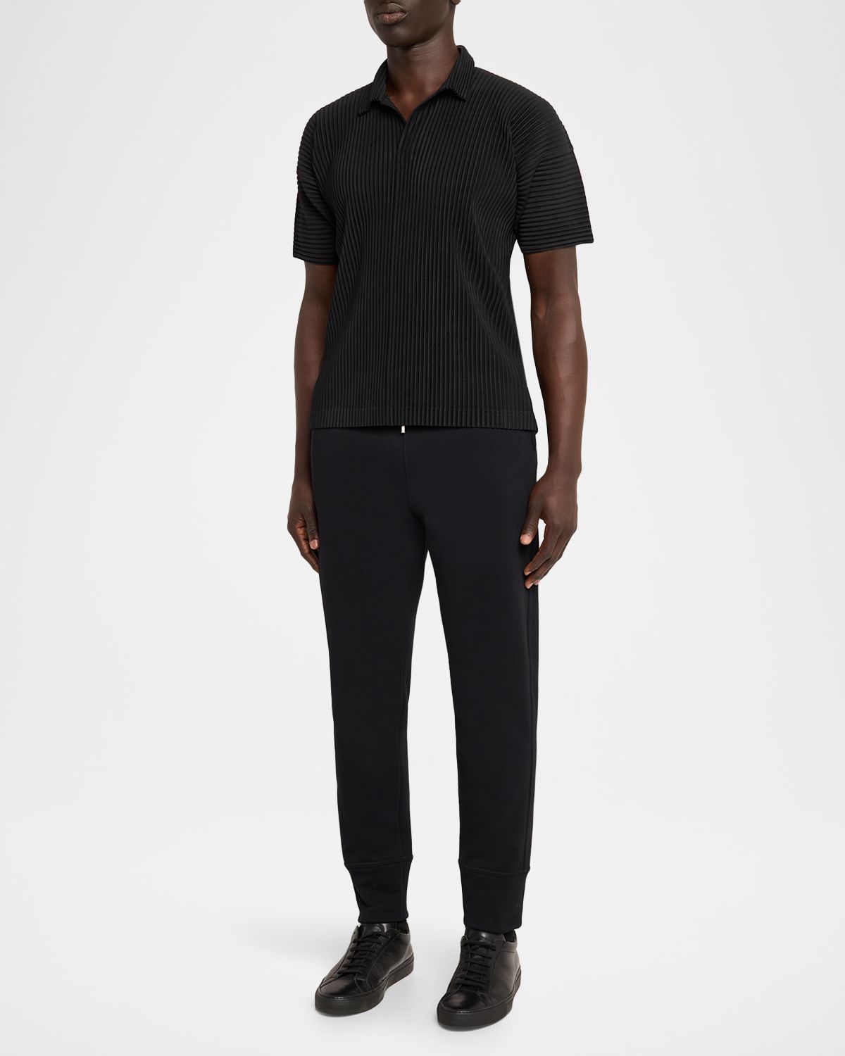 Homme Plisse Issey Miyake Men 's Basics Pleated Johnny Collar Polo Shirt