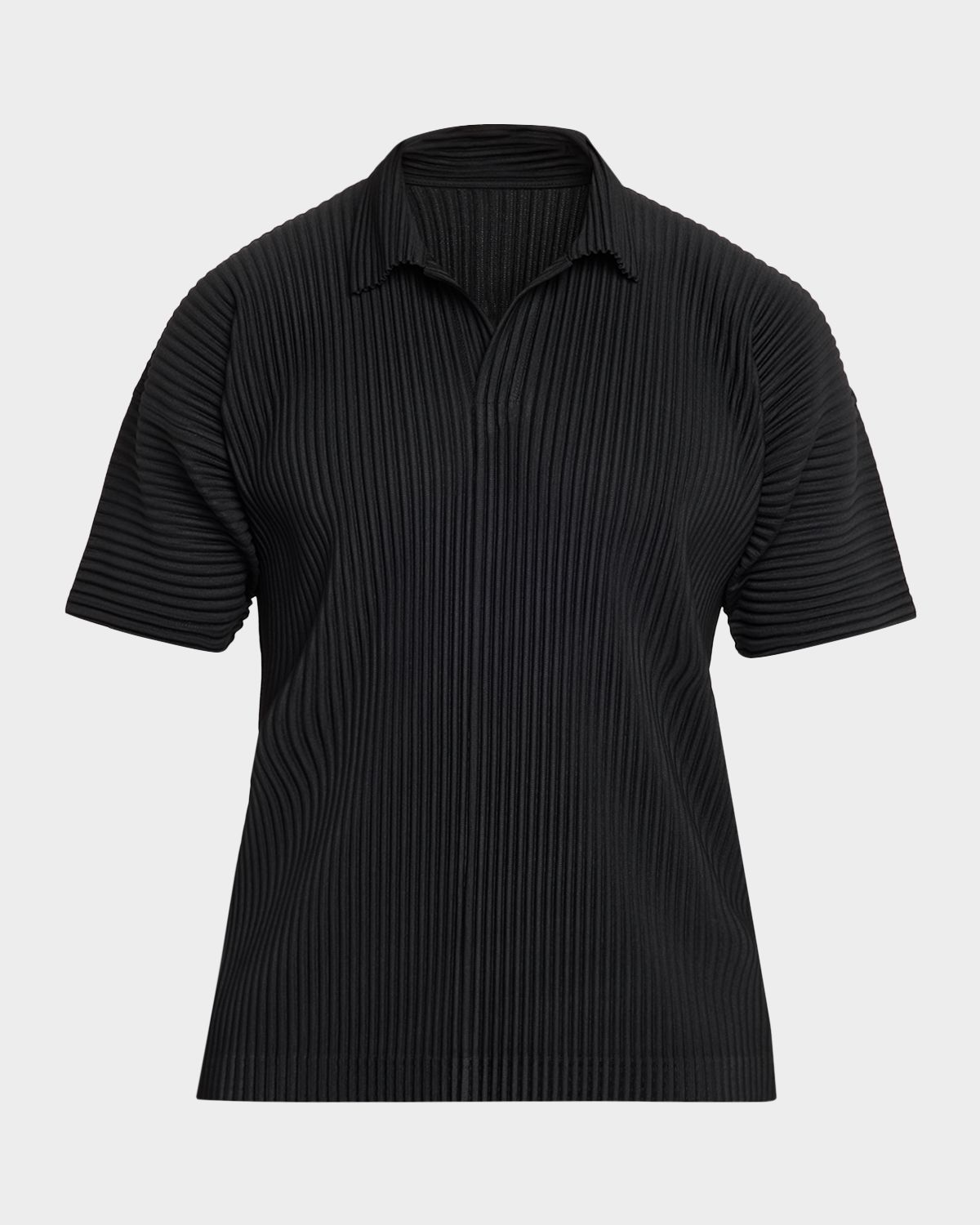 Homme Plisse Issey Miyake Men 's Basics Pleated Johnny Collar Polo Shirt