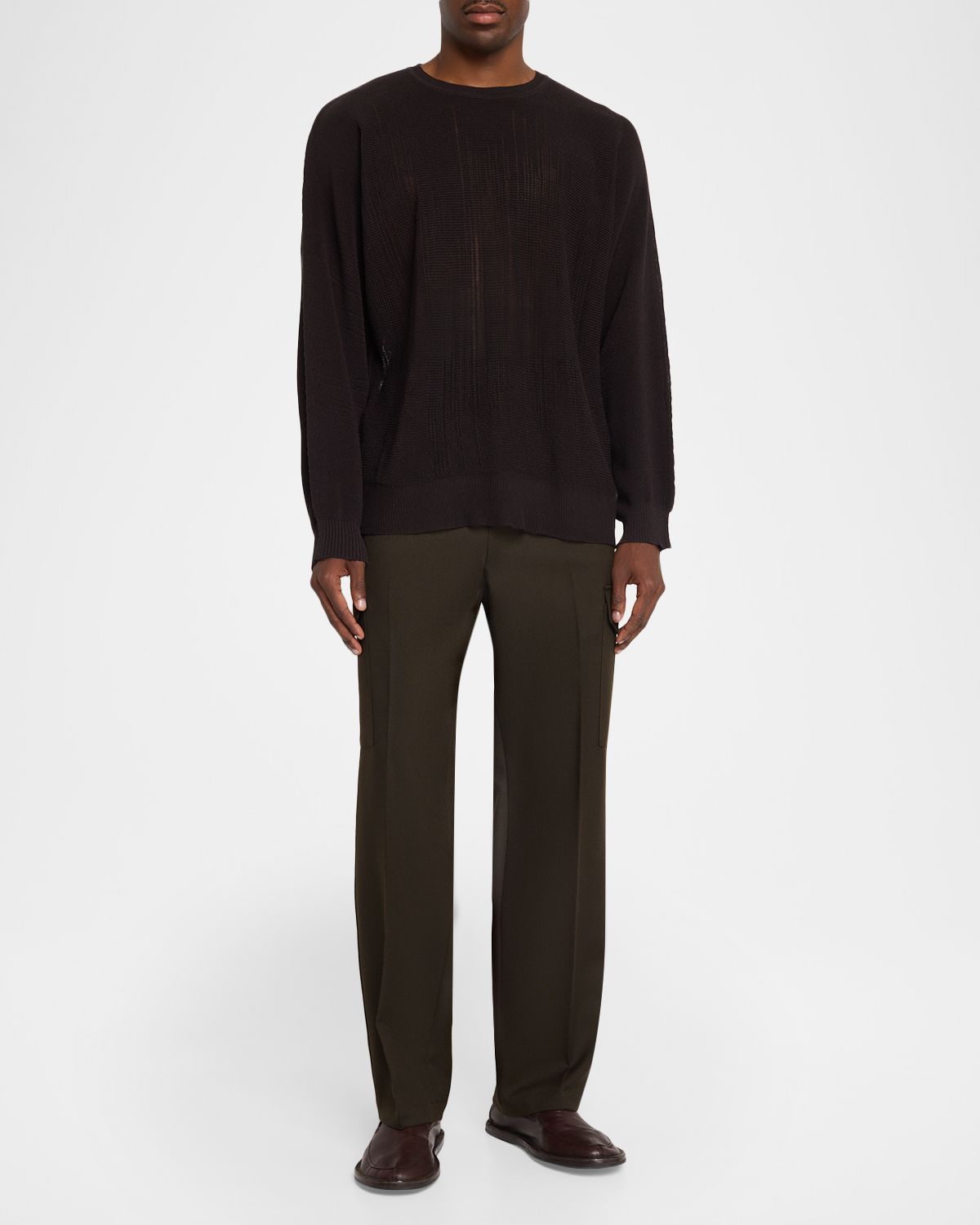 Homme Plisse Issey Miyake Men 's Homme Plisse Sheer Knit Crewneck Sweater | Thumbnail 2