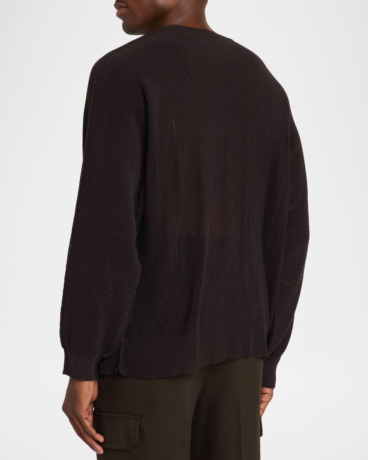 Homme Plisse Issey Miyake Men 's Homme Plisse Sheer Knit Crewneck Sweater | Thumbnail 3