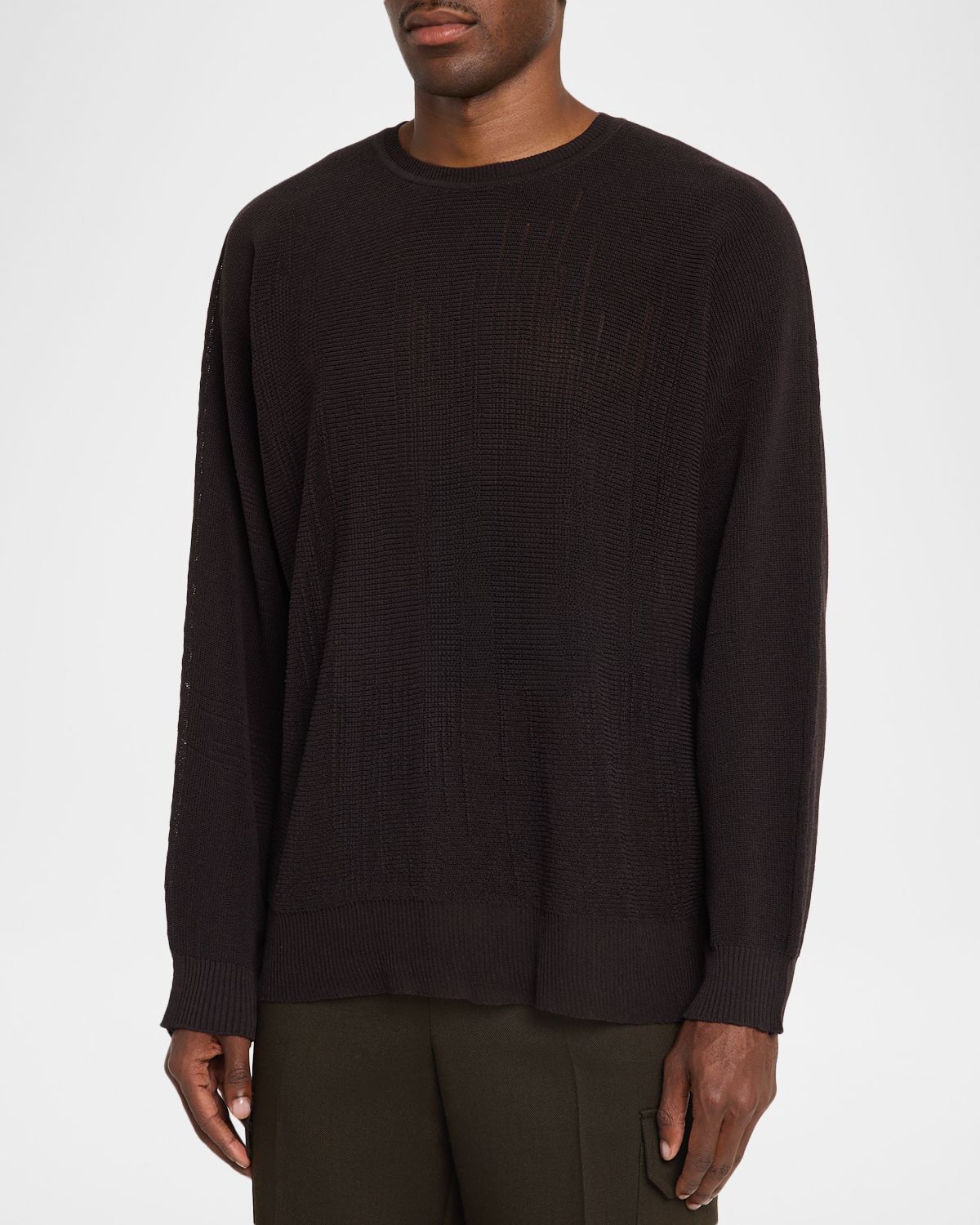 Homme Plisse Issey Miyake Men 's Homme Plisse Sheer Knit Crewneck Sweater | Thumbnail 4