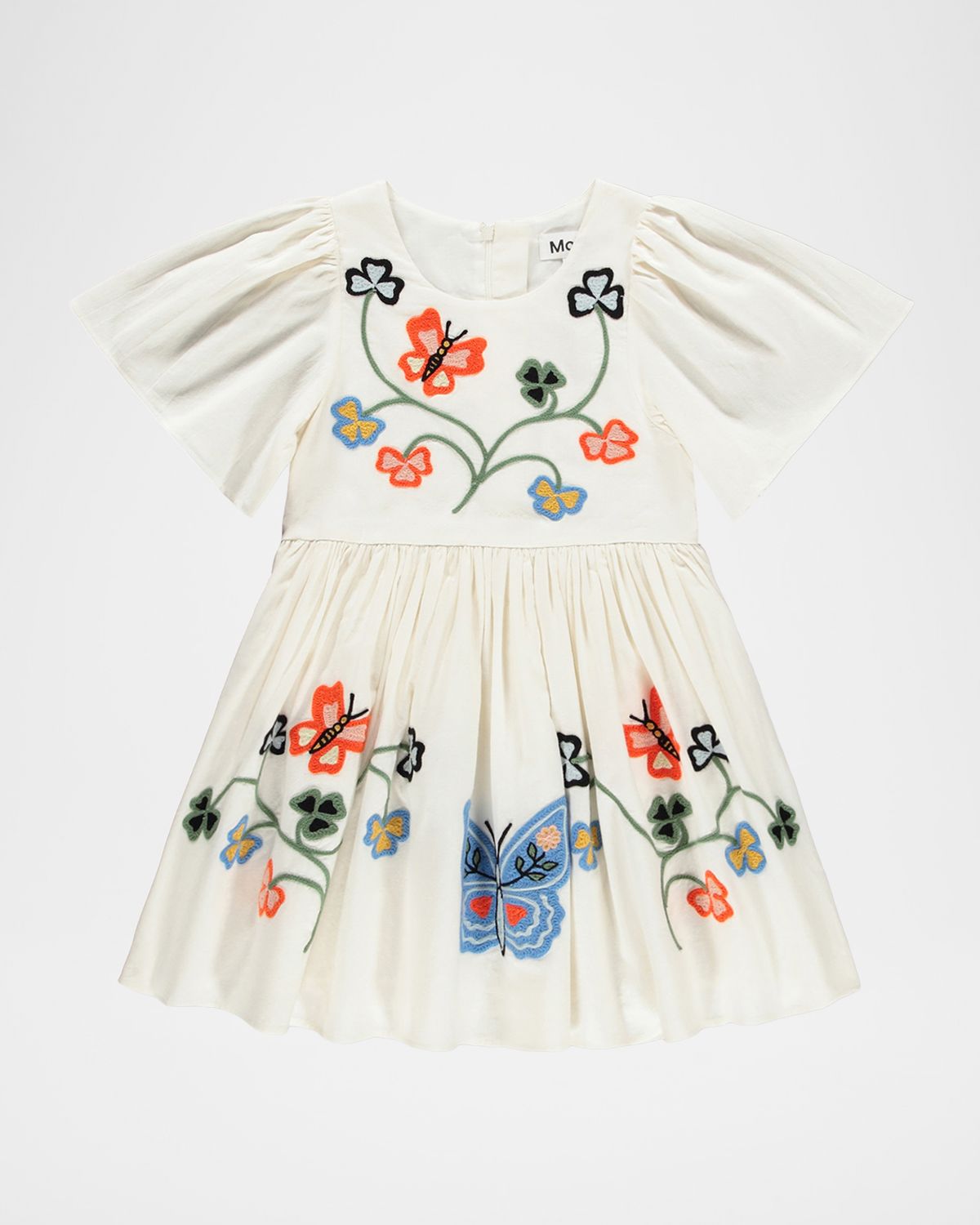 Molo Girl 's Carlin Embroidered Butterfly-Sleeve Dress