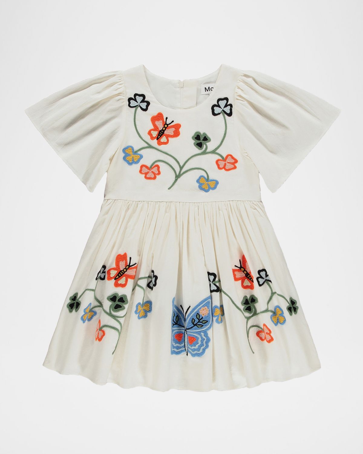 Molo Girl 's Carlin Embroidered Butterfly-Sleeve Dress