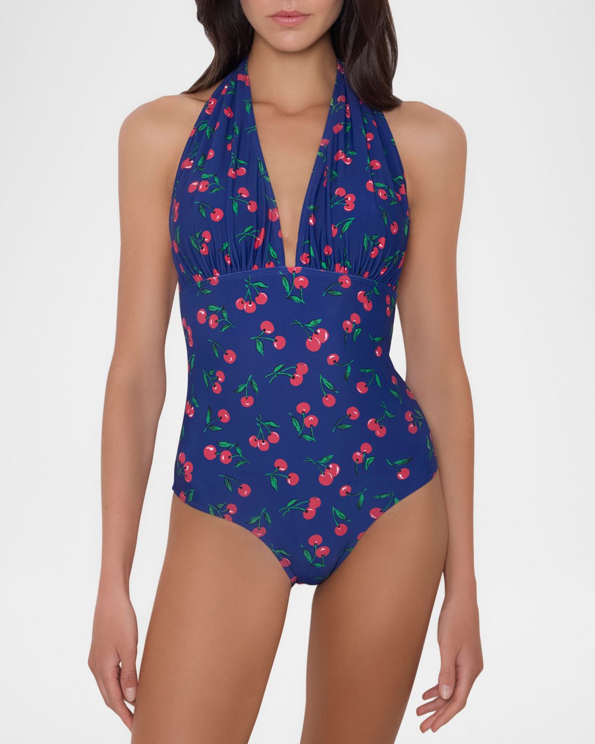 Shoshanna Cherry Halter One-Piece Swimsuit