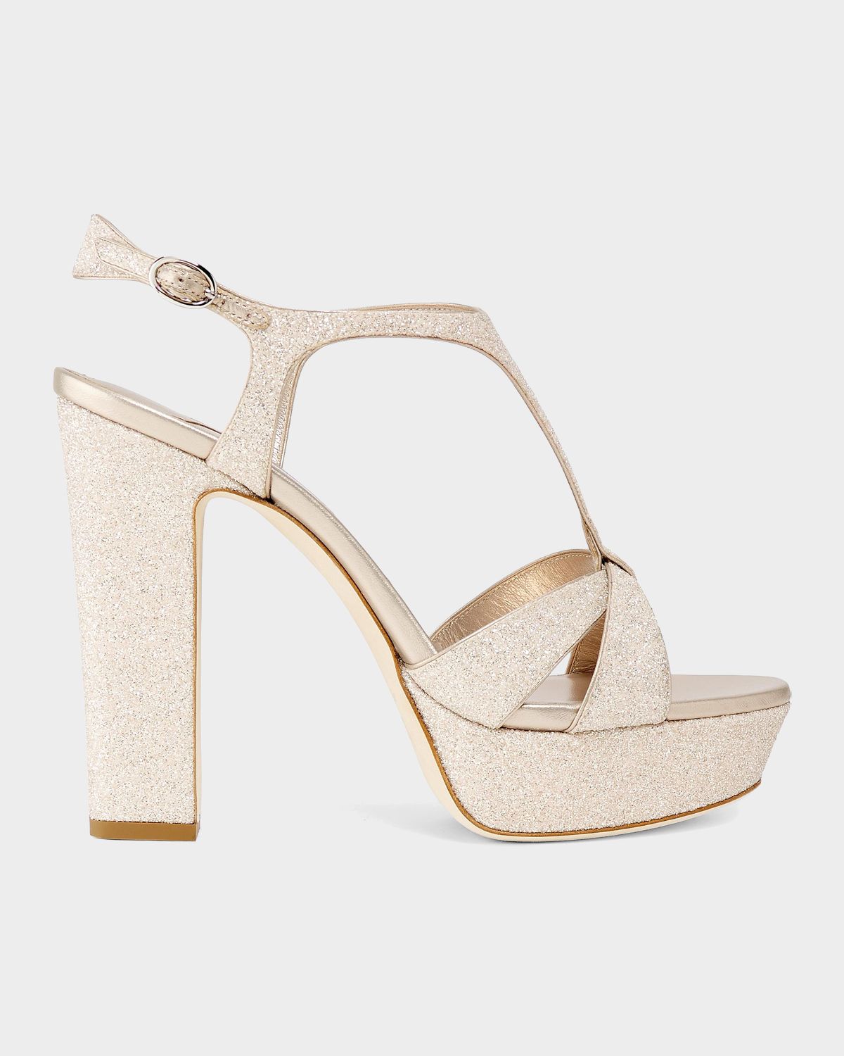 Jimmy Choo 120mm Kesia Glitter Leather Platform Sandals