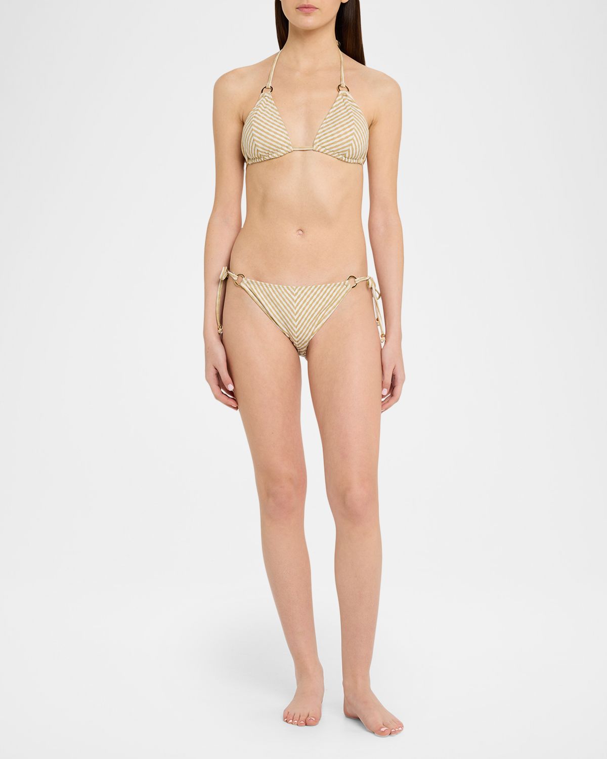 Shoshanna Mitered Striped Bikini Bottoms