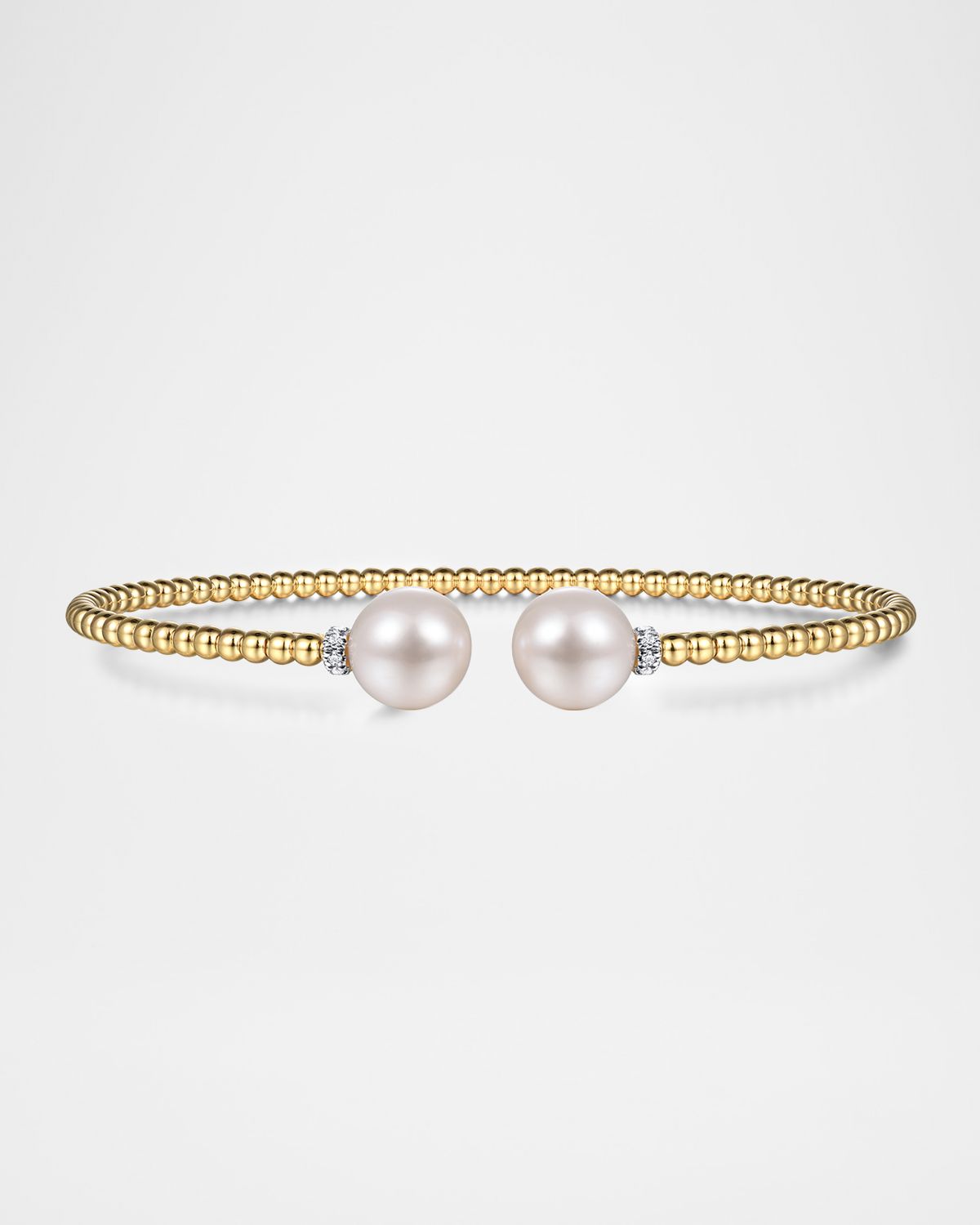 Gabriel & Co 14K Yellow Gold Bujukan Diamond and Pearl Split Bangle