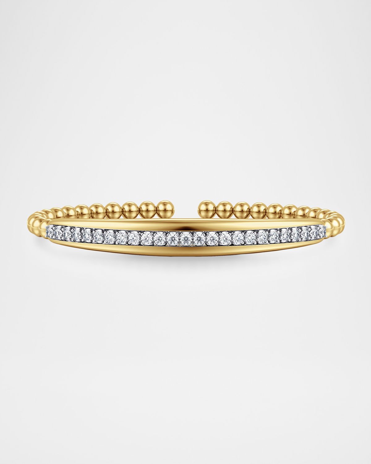 Gabriel & Co 14K White and Yellow Gold Bujukan and Diamond Split Bangle Bracelet