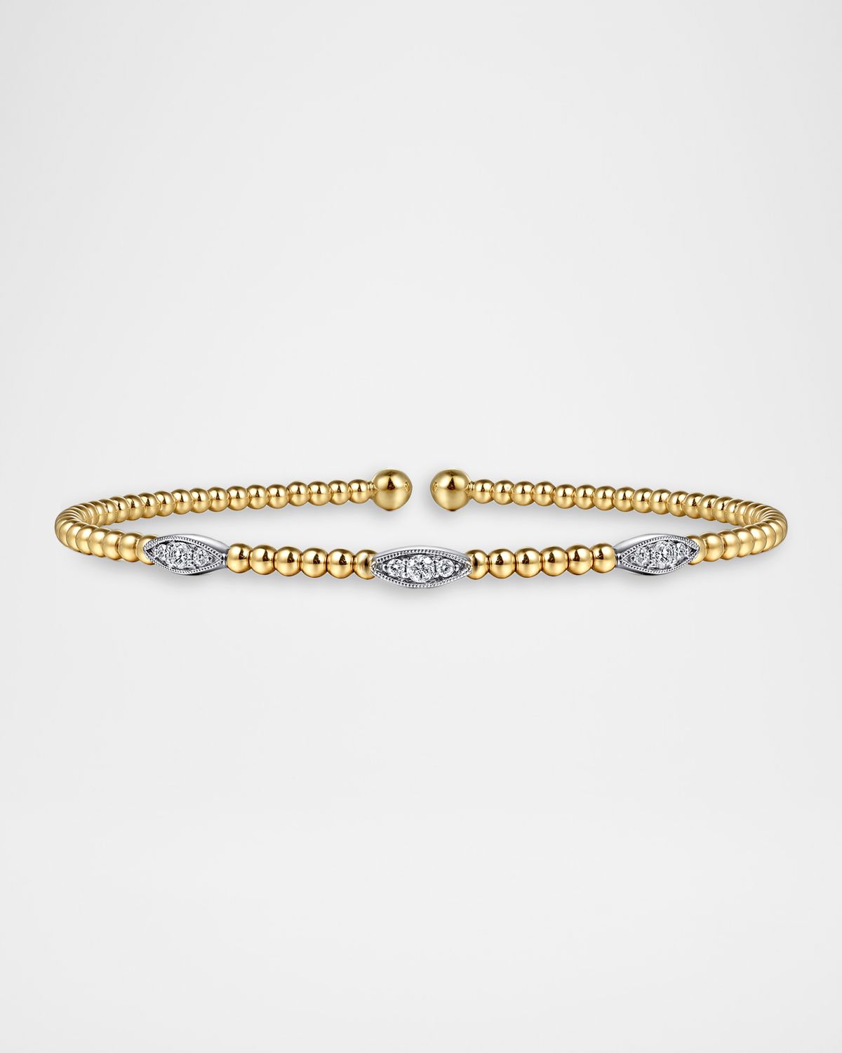 Gabriel & Co 14K White and Yellow Gold Bujukan Diamond Marquise Stations Bangle