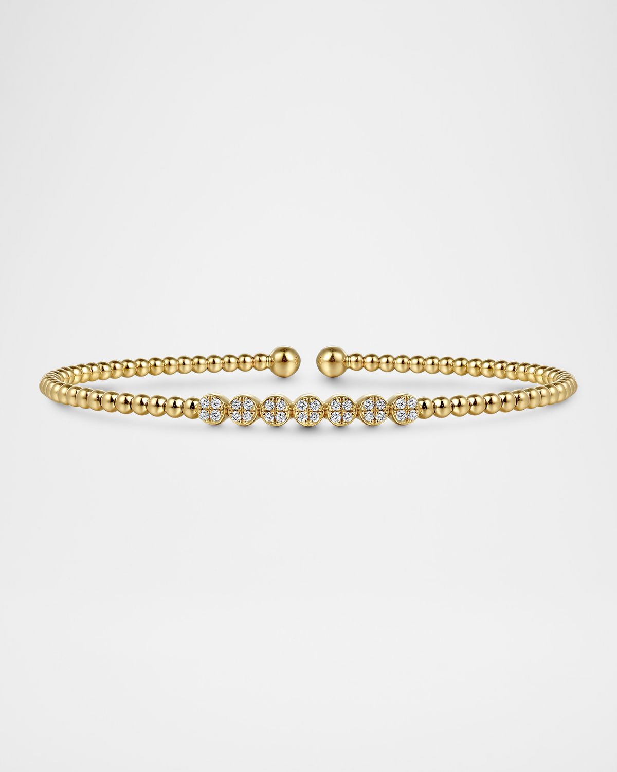Gabriel & Co 14K Yellow Gold Bujukan Bead and Cluster Diamond Bangle