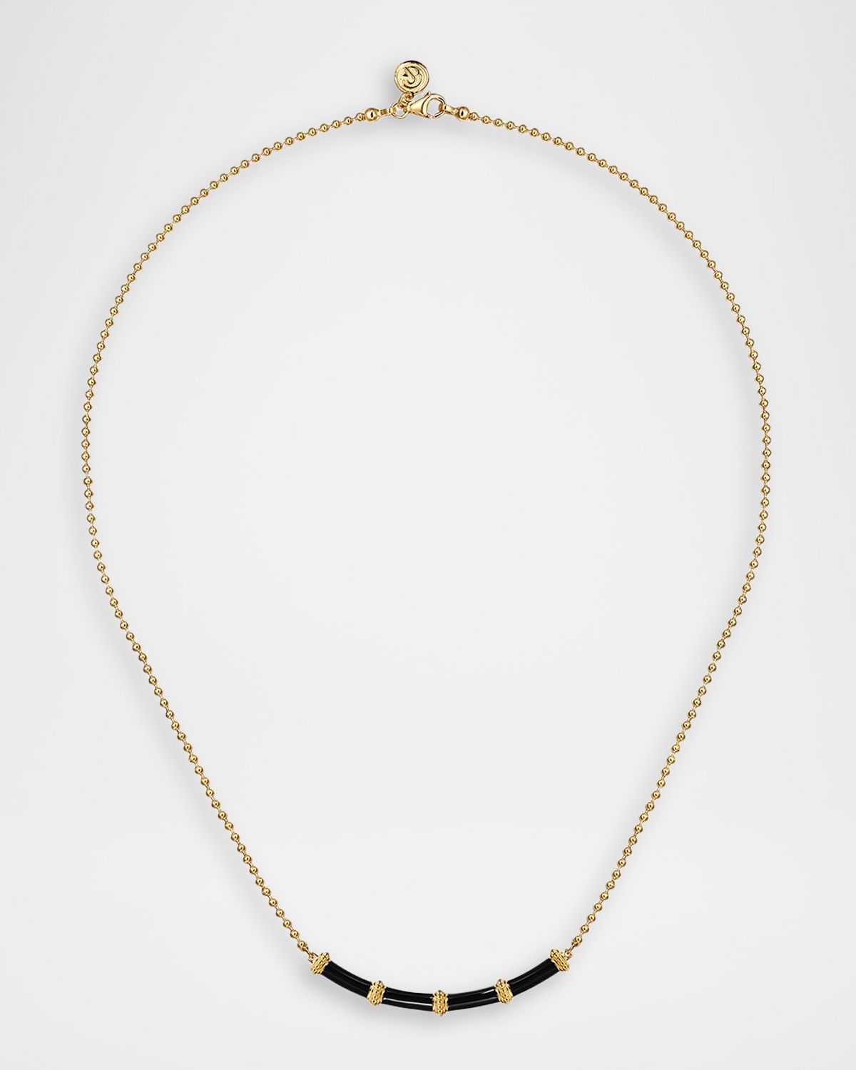 Gabriel & Co 14K Yellow Gold Bujukan Bar Necklace with Black Enamel