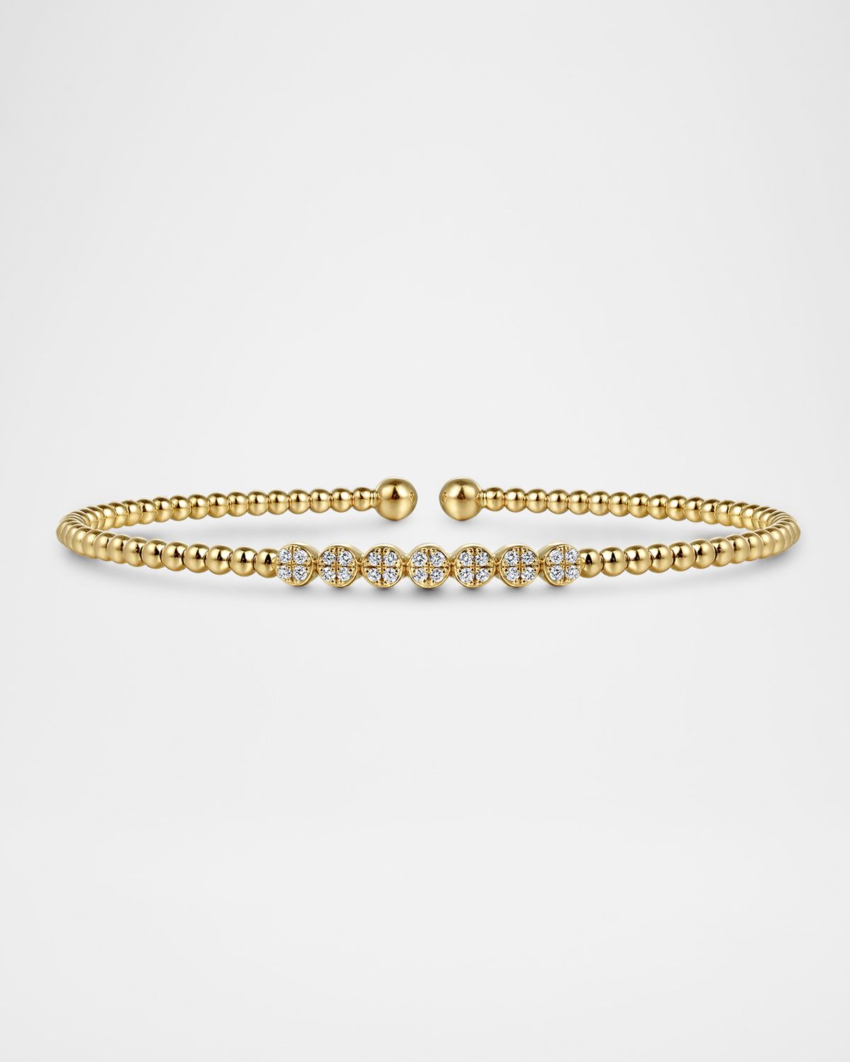 Gabriel & Co 14K Yellow Gold Bujukan Bead and Cluster Diamond Bangle