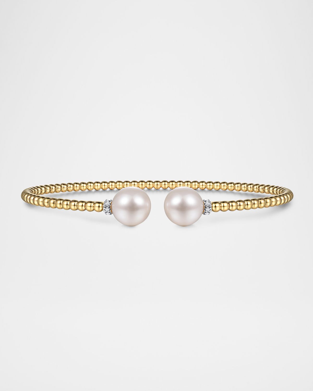 Gabriel & Co 14K Yellow Gold Bujukan Diamond and Pearl Split Bangle