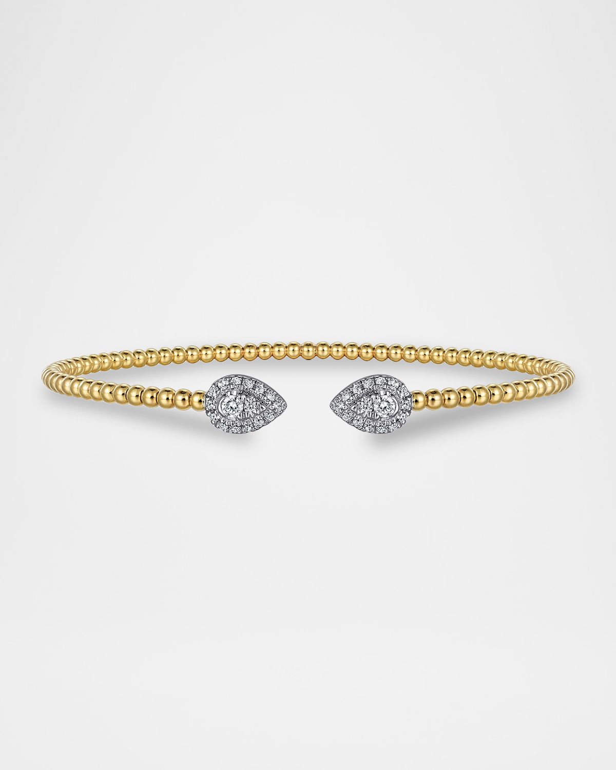 Gabriel & Co 14K White and Yellow Gold Diamond Pear Shape Bujukan Bangle