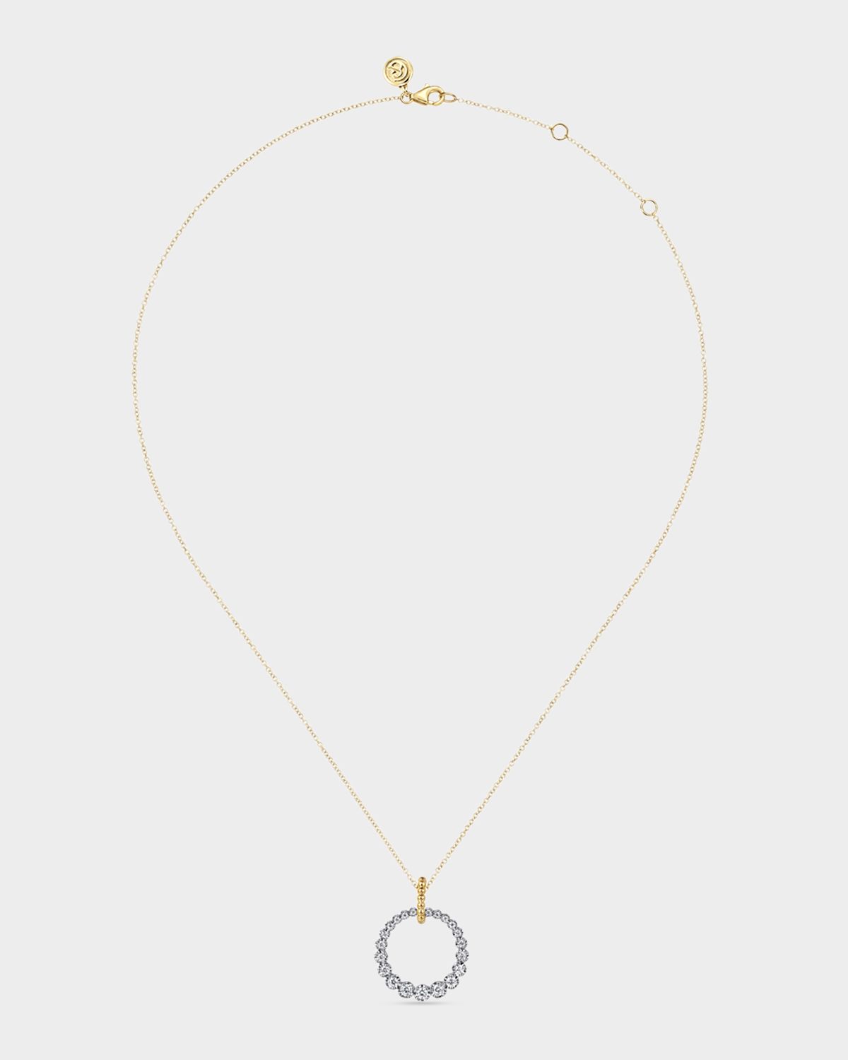 Gabriel & Co 14K White and Yellow Gold Diamond Bujukan Drop Necklace, 20mm