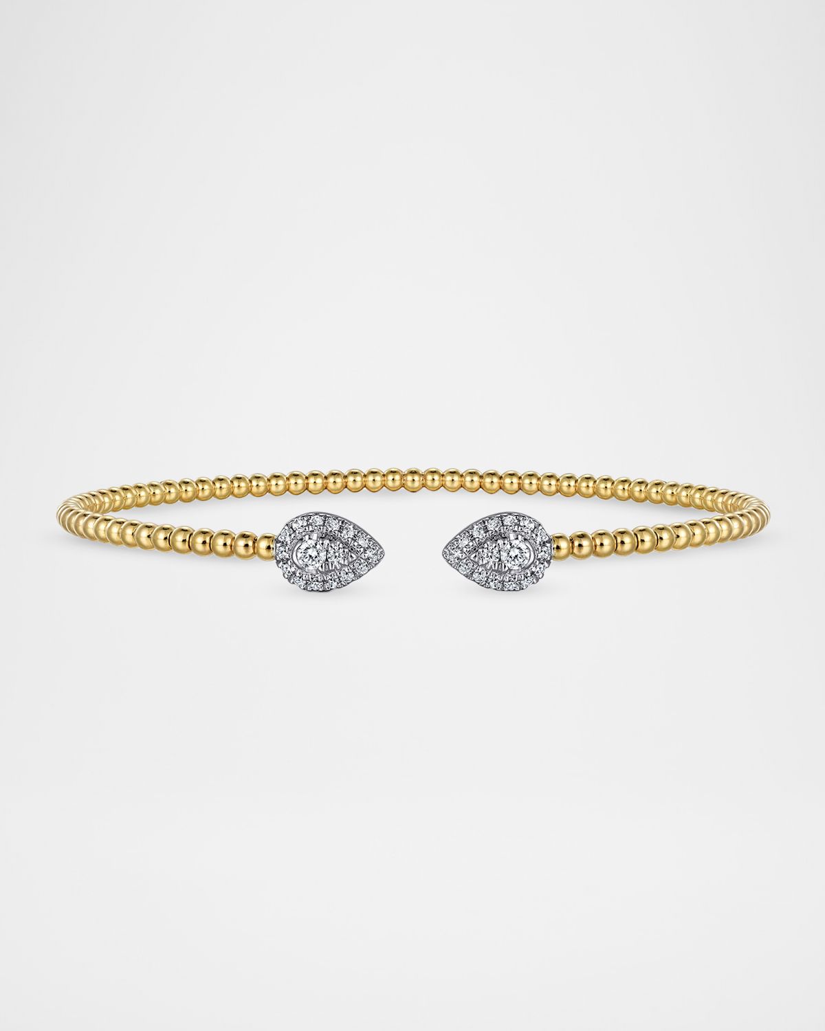 Gabriel & Co 14K White and Yellow Gold Diamond Pear Shape Bujukan Bangle
