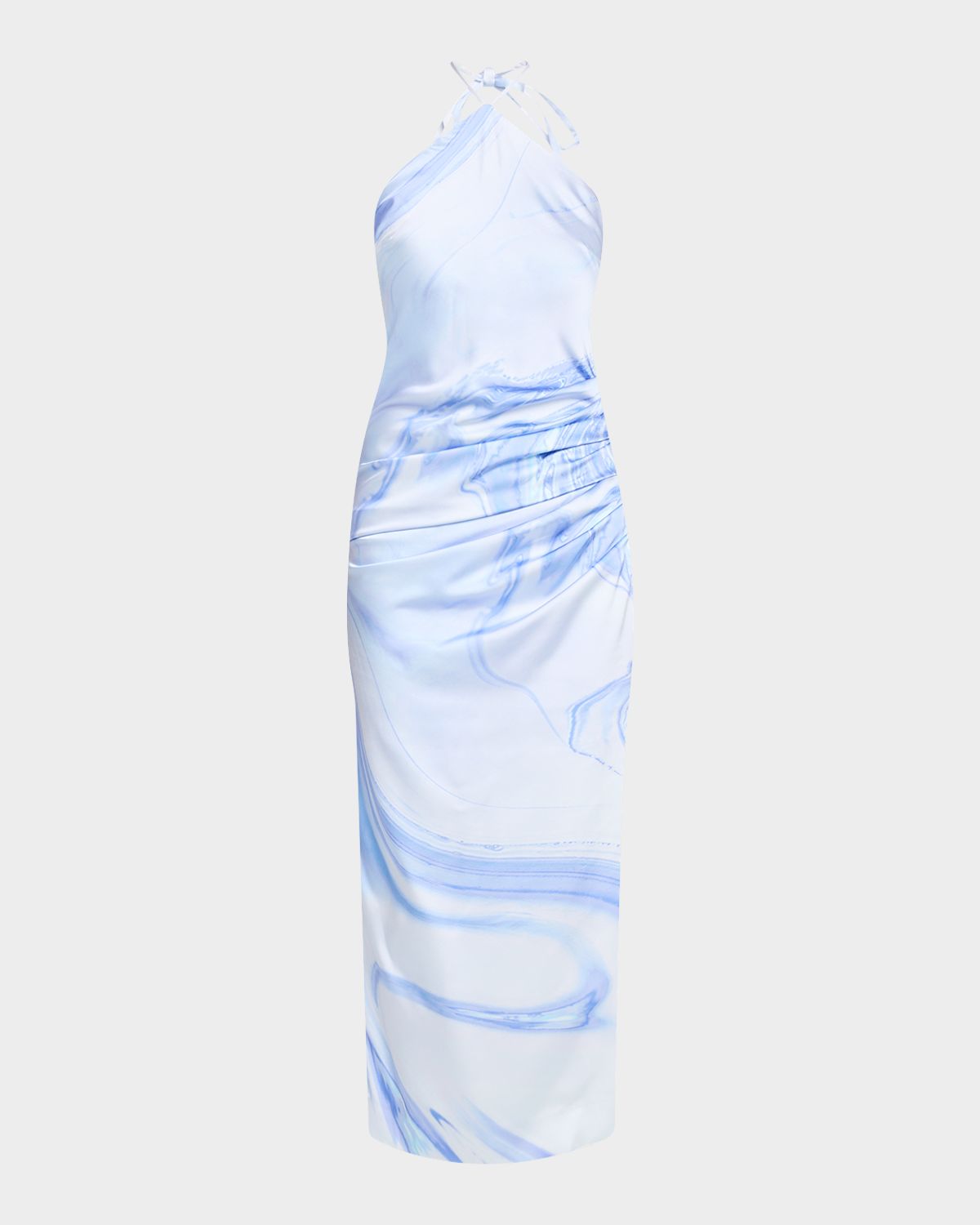 SIMKHAI Hansel Oil Spill-Print Satin Halter Midi Dress