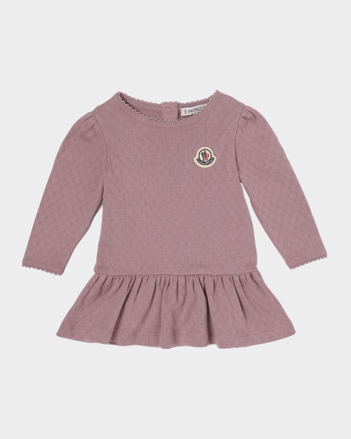 Moncler Girl 's Pointelle Cotton Pleated-Skirt Dress, Size 3M-3