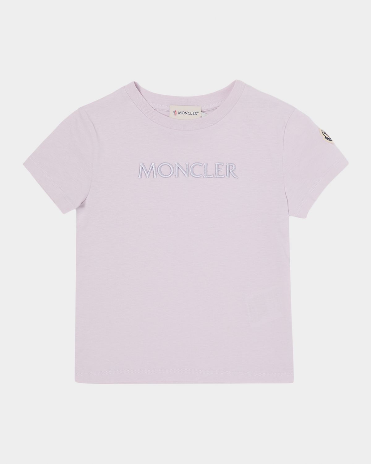 Moncler Girl 's Logo Embroidered Short-Sleeve T-Shirt | Thumbnail 4 Moncler Girl 's Logo Embroidered Short-Sleeve T-Shirt | Thumbnail 4