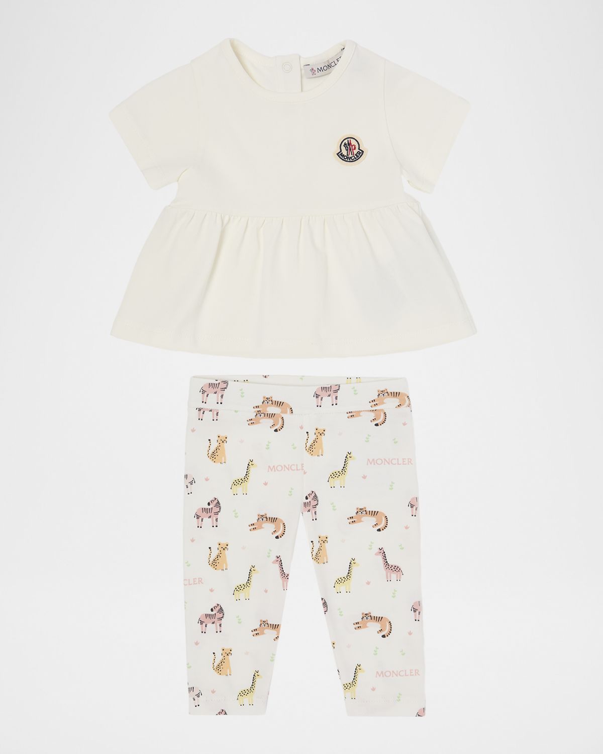 Moncler Girl 's Cotton T-Shirt & Animal-Print Leggings Set, Size 3M-3