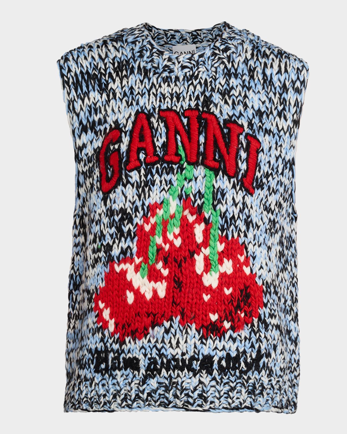 Ganni Sleeveless Hand-Knit Heavy Wool Sweater