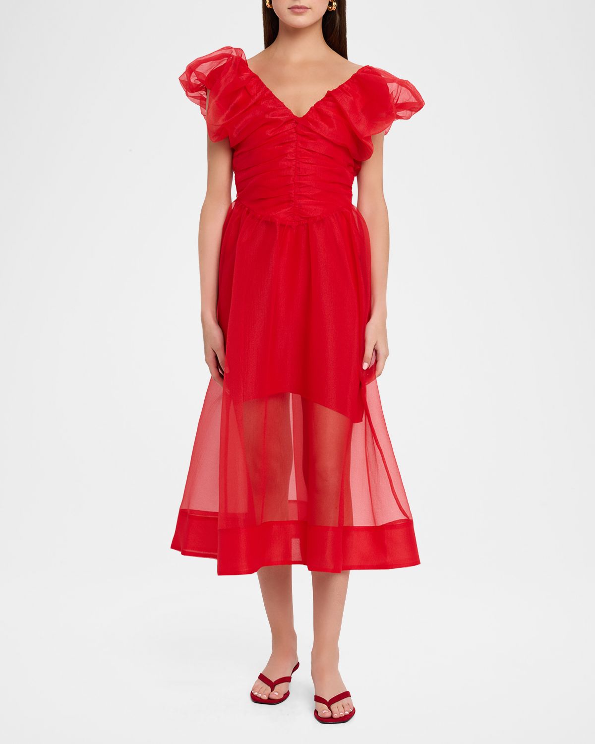 Ganni Textured Organza Midi Dress