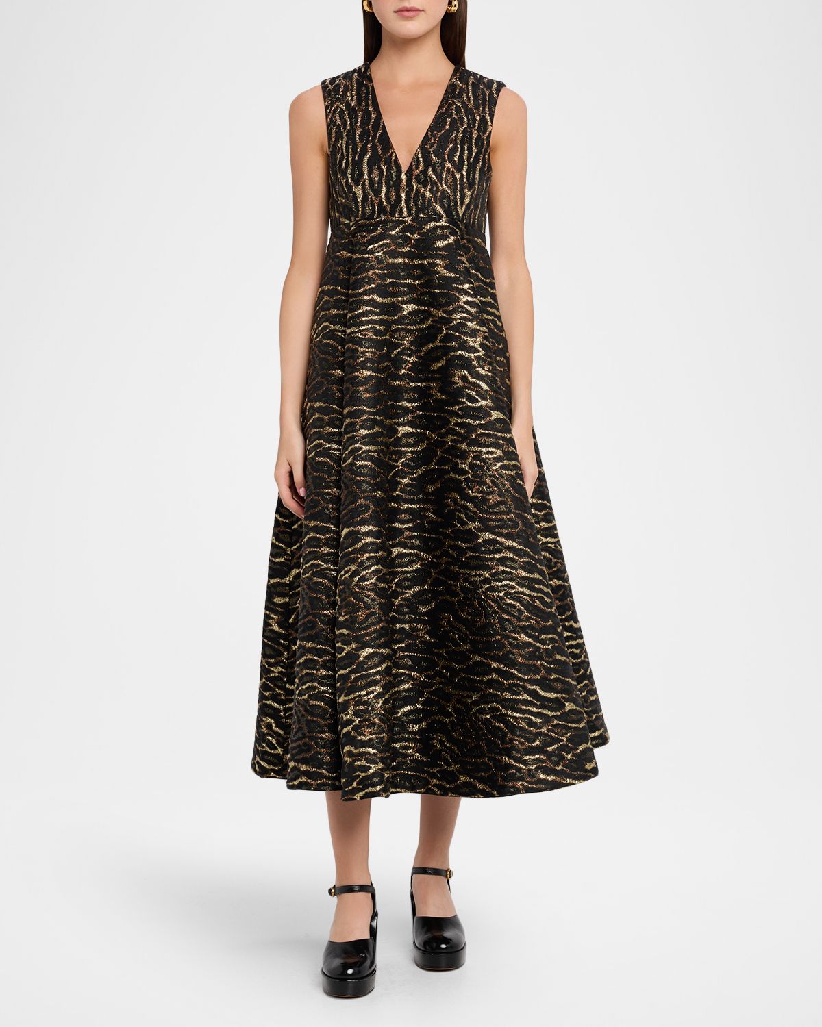 Ganni Metallic Cloque Midi Dress