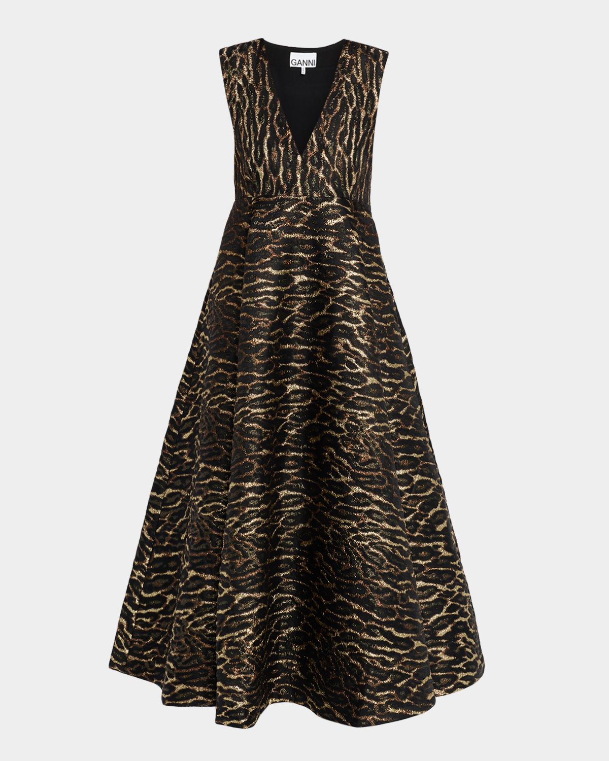 Ganni Metallic Cloque Midi Dress