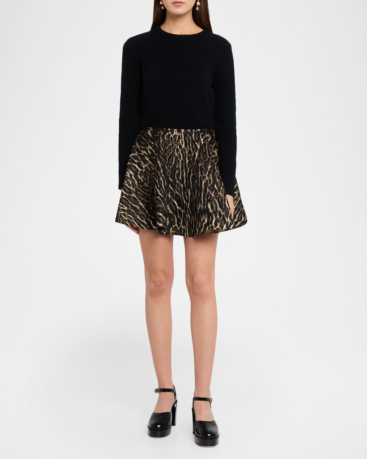 Ganni Metallic Cloque Mini Skirt