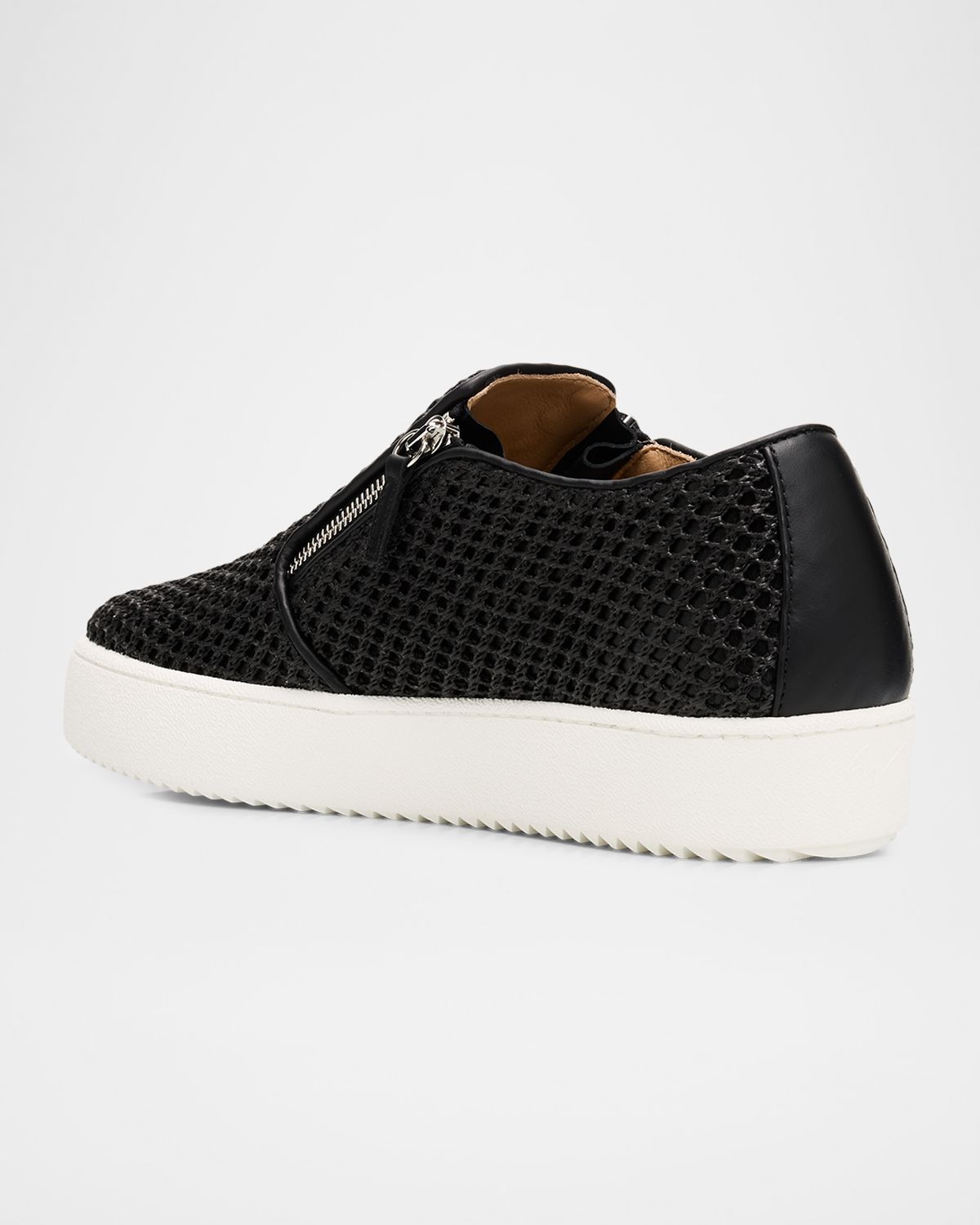 Giuseppe Zanotti Men 's Mesh & Leather Double-Zip Sneakers