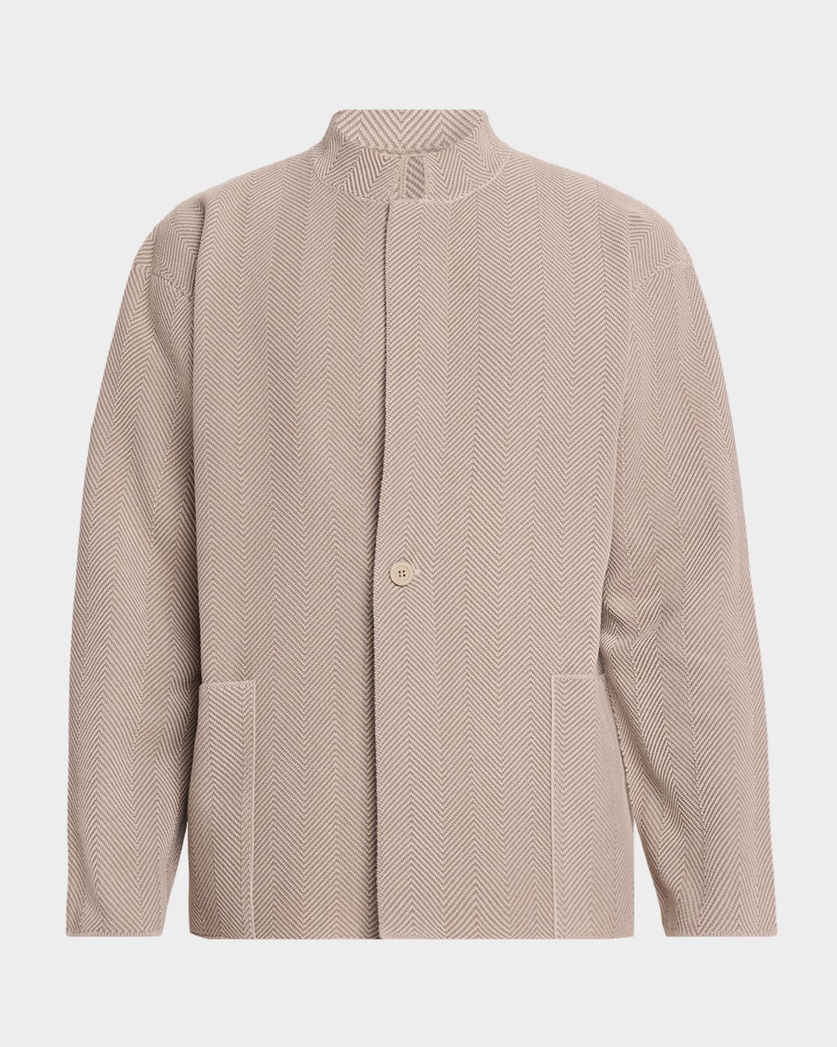 Homme Plisse Issey Miyake Men 's Herringbone Knit Stand-Collar Jacket