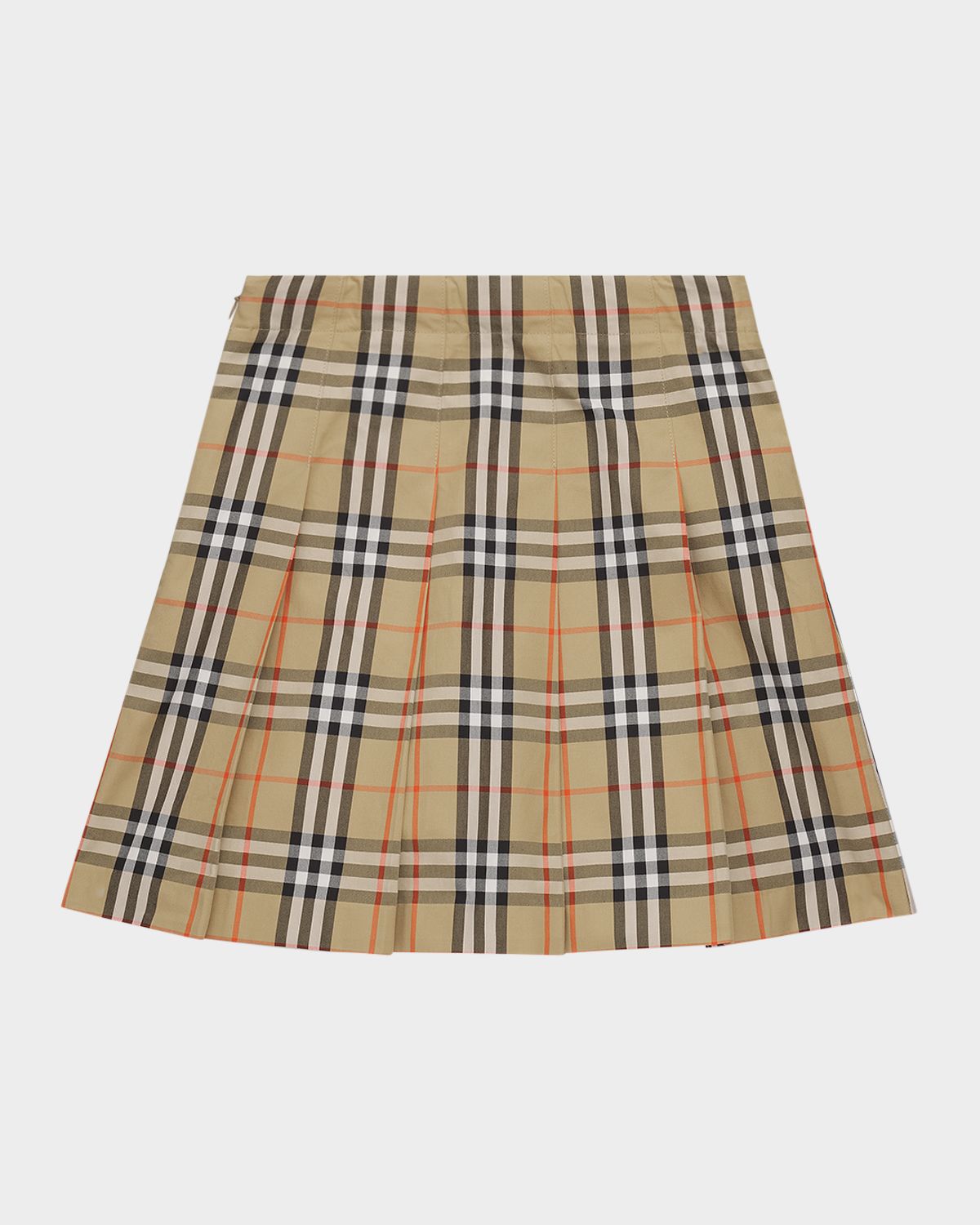 Burberry Girl 's Pleated Check Cotton Twill Skirt, Size 10