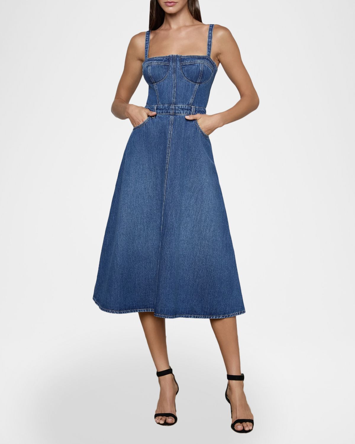 L 'Agence Jovie Denim Bustier Midi Dress