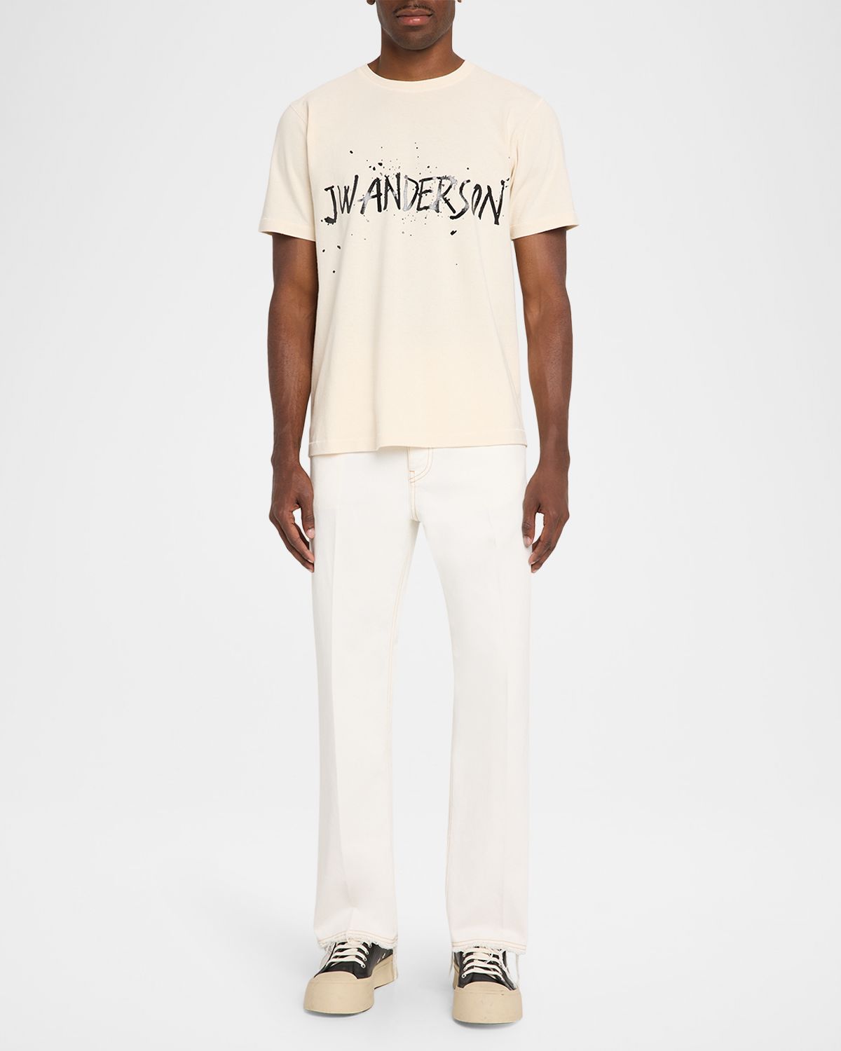 JW Anderson Men 's Splatter Logo Graphic Cotton T-Shirt