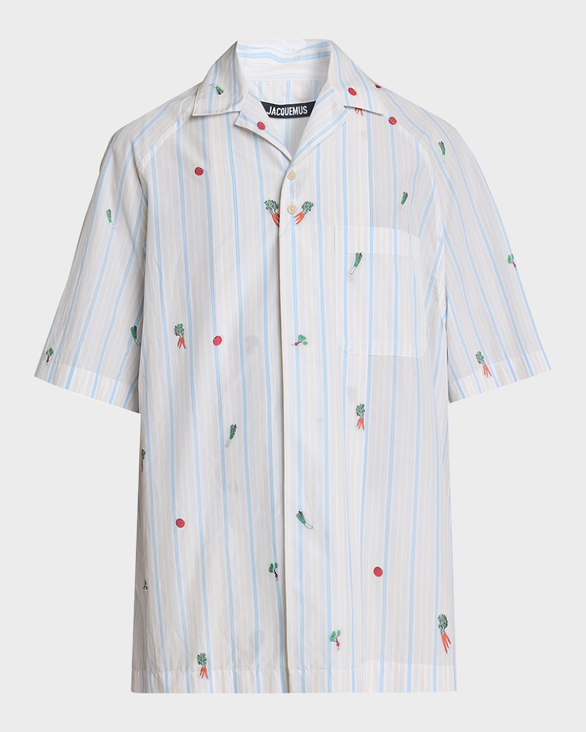 Jacquemus Men 's Vegetable Stripe Cotton Short-Sleeve Shirt