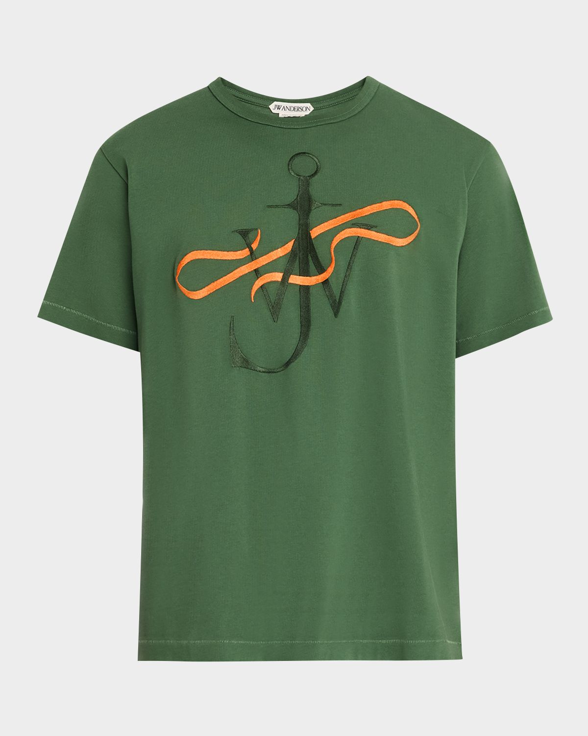 JW Anderson Men 's Ribbon Embroidered-Anchor Cotton T-Shirt