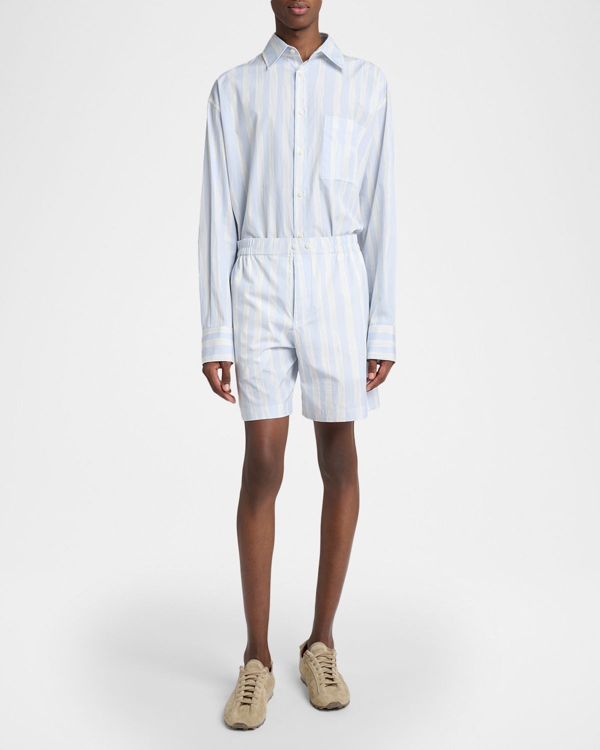 Jacquemus Men 's Cotton Stripe Relaxed Flat-Front Shorts